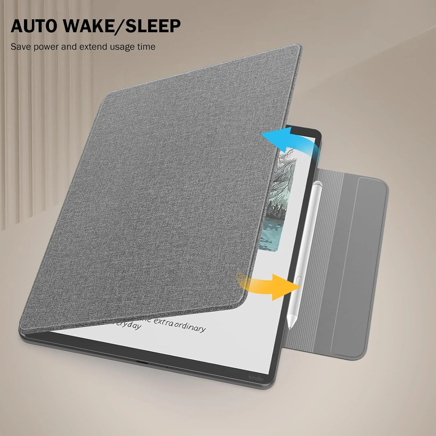 MoKo Magnetic Case for 11" Kindle Scribe 3rd & Colorsoft 1st, Denim Gray