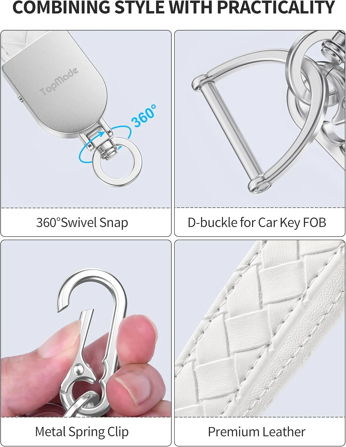 Smart Keychain Tracker (iOS & Android), Car Key Finder, White & Silver