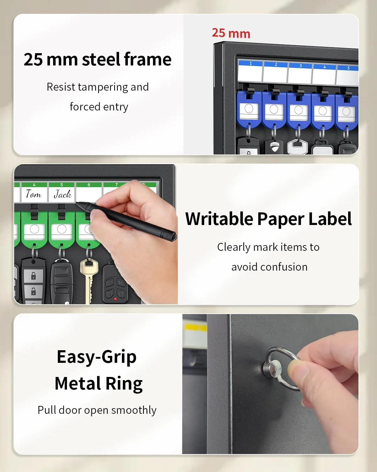 Uniclife 32 Position Key Lock Box, Wall Mount Security Key Cabinet, Black