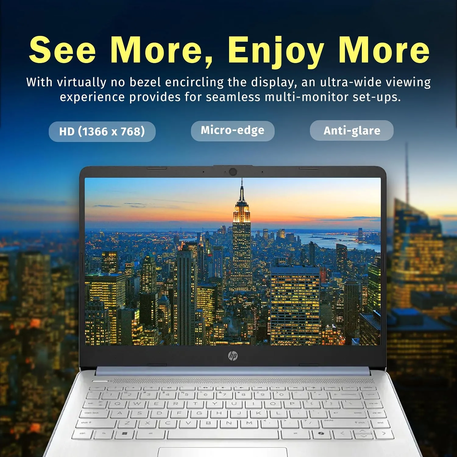 HP Stream 14" HD Laptop, Intel Processor N150, 4GB RAM, 128GB UFS, Intel Graphics, Copilot, Fast Charge, Wi-Fi 6, Windows 11 S, Sky Blue (Renewed)