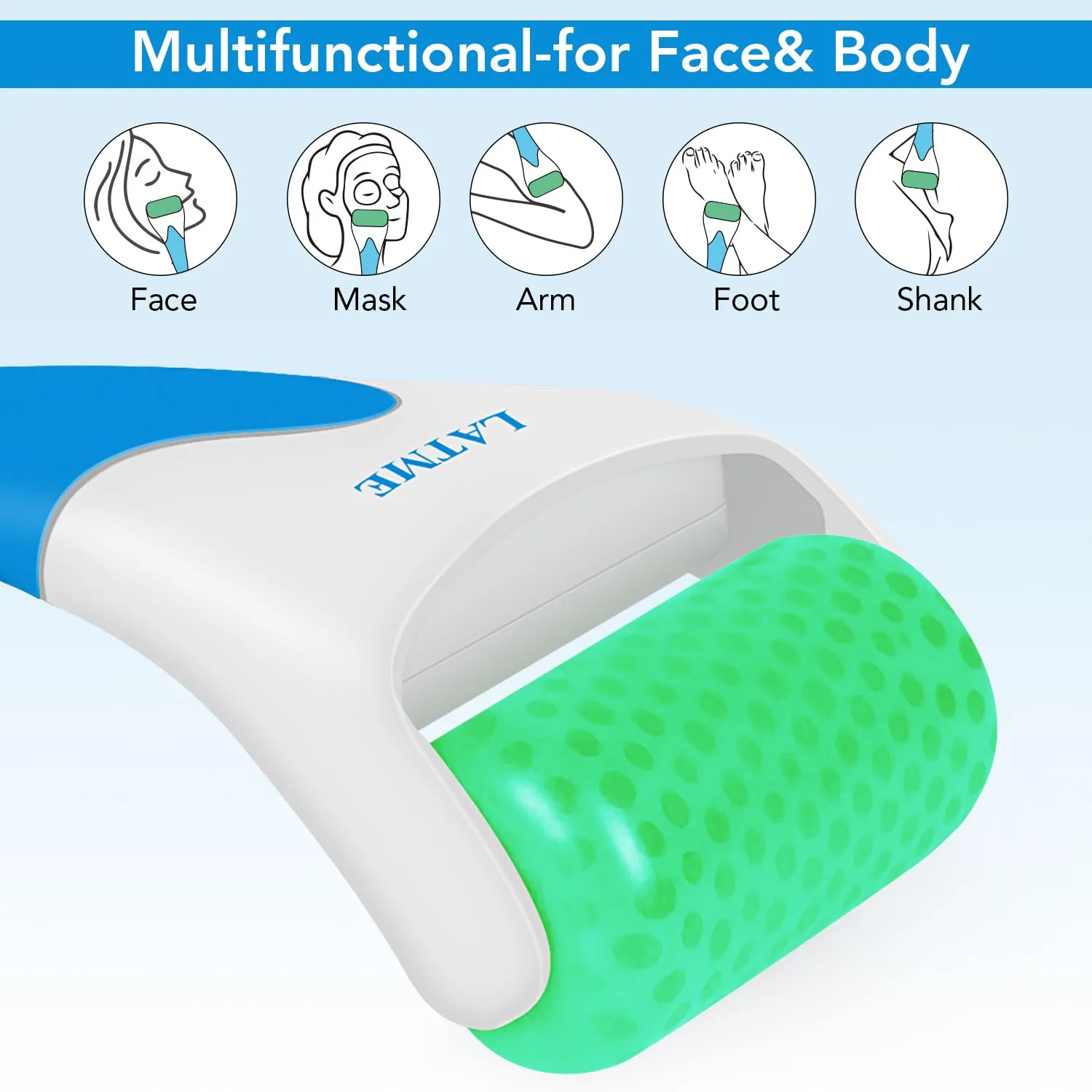 LATME Ice Roller for Face Eyes,Womens Gifts,Face Massager Roller Puffiness Migraine Pain Relief and Minor Injury (Green)