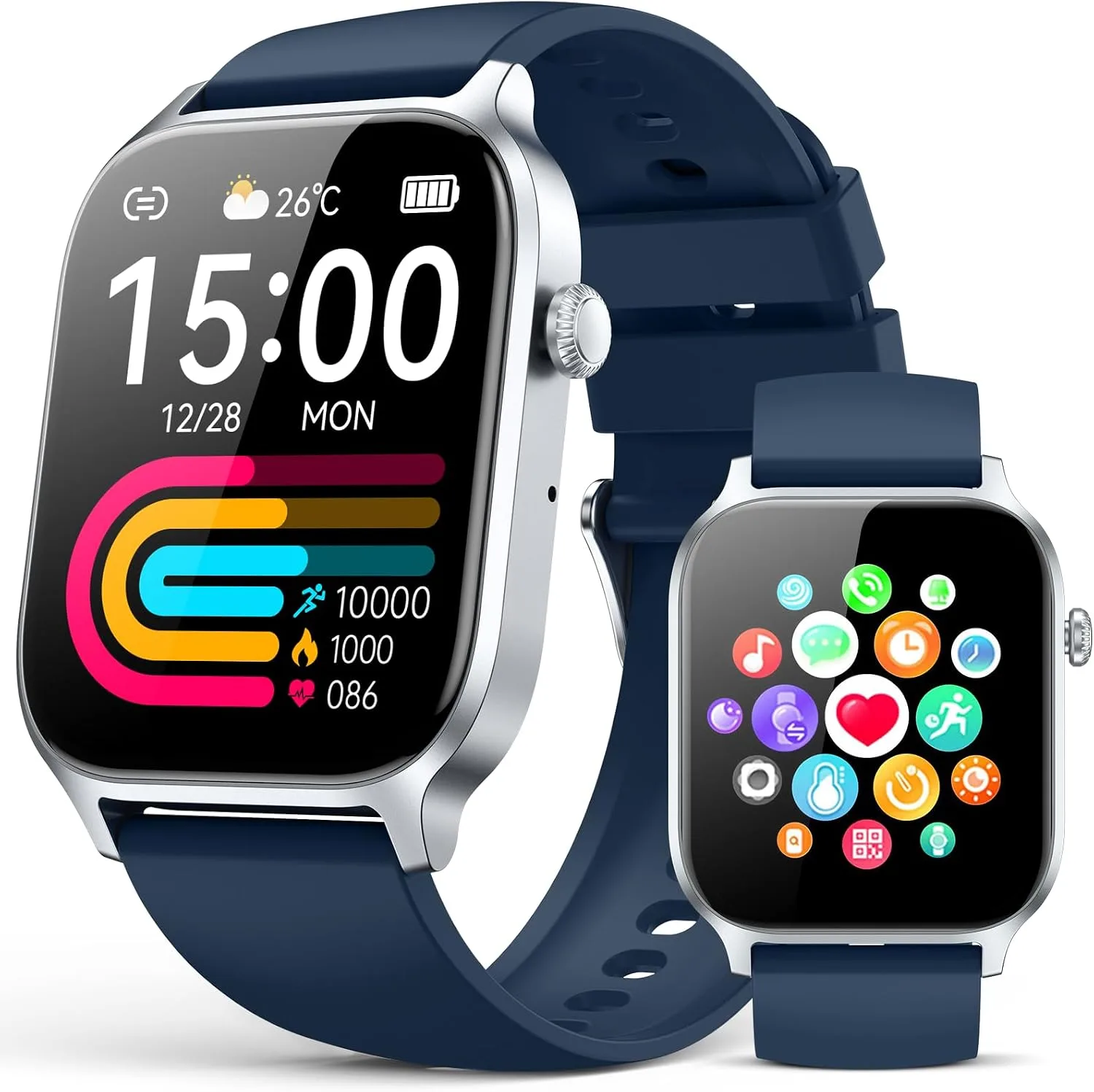 Smart Watches for Women Men, Fitness Tracker Watch with 110 Sports Modes, Step Counter/Sleep Monitor/Pedometer, IP68 Waterproof, Bluetooth Call & Music Control Smartwatch for iPhone/Android,Blue