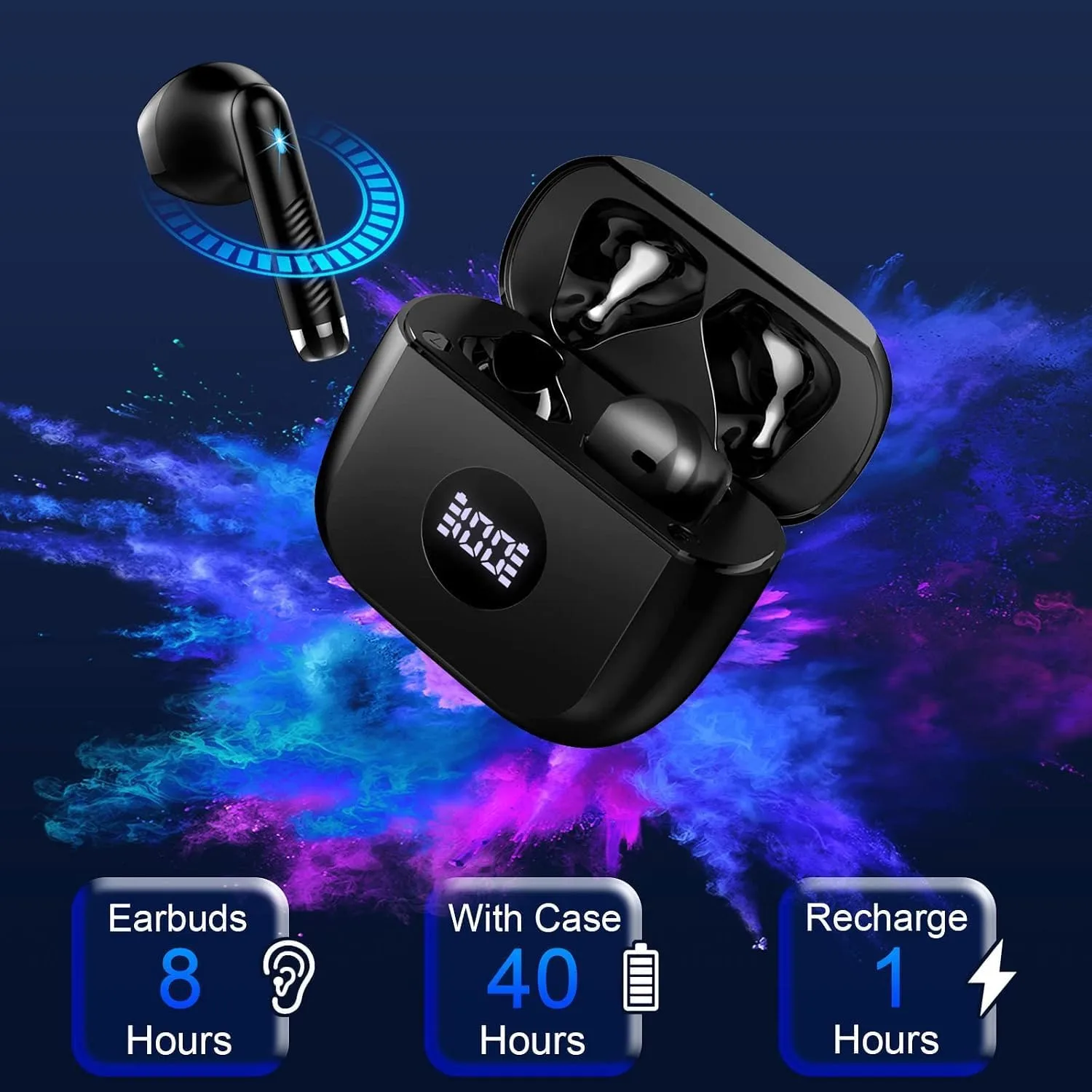 Wireless Earbuds, Bluetooth 5.4 Ear Buds, 32 EQs via App, 6D Bass Stereo