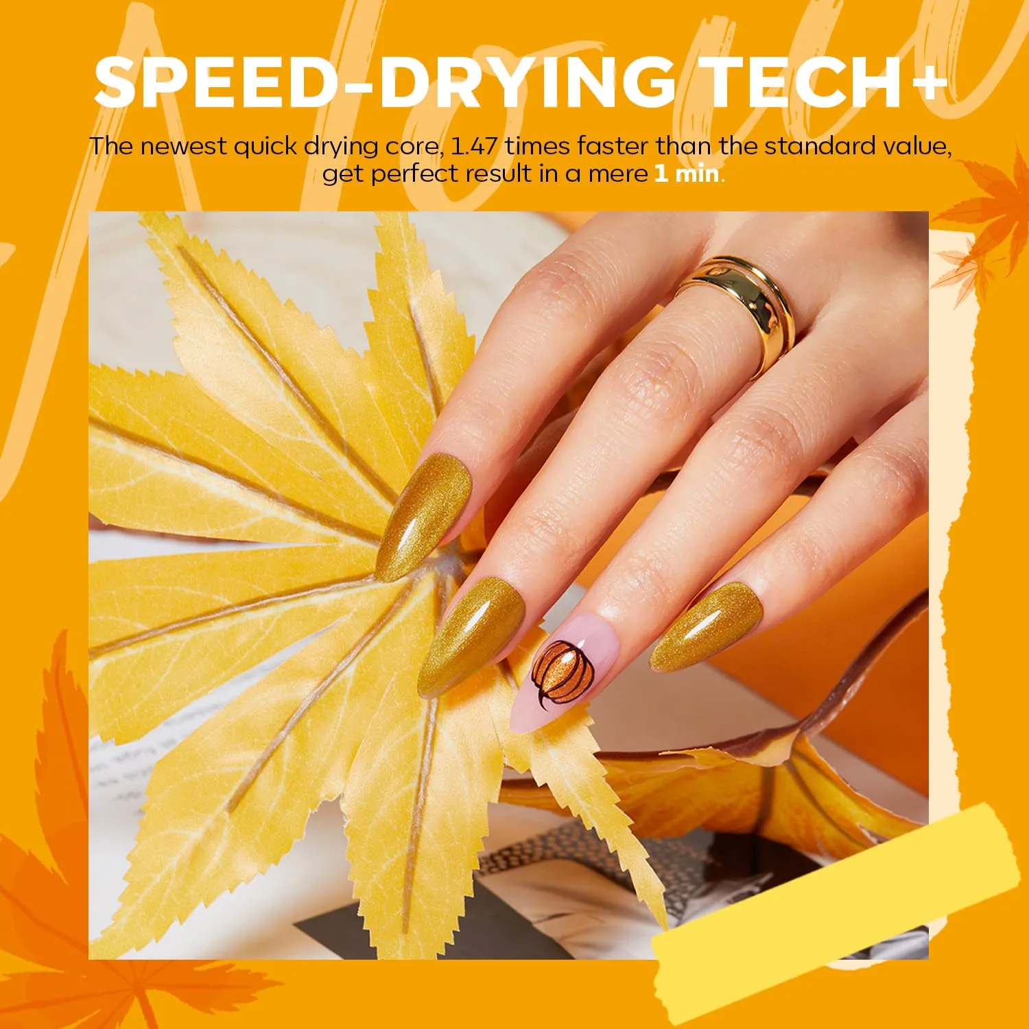 modelones Fall Nail Polish, 6 Colors Quick Dry Gold Yellow Nail Polish Set