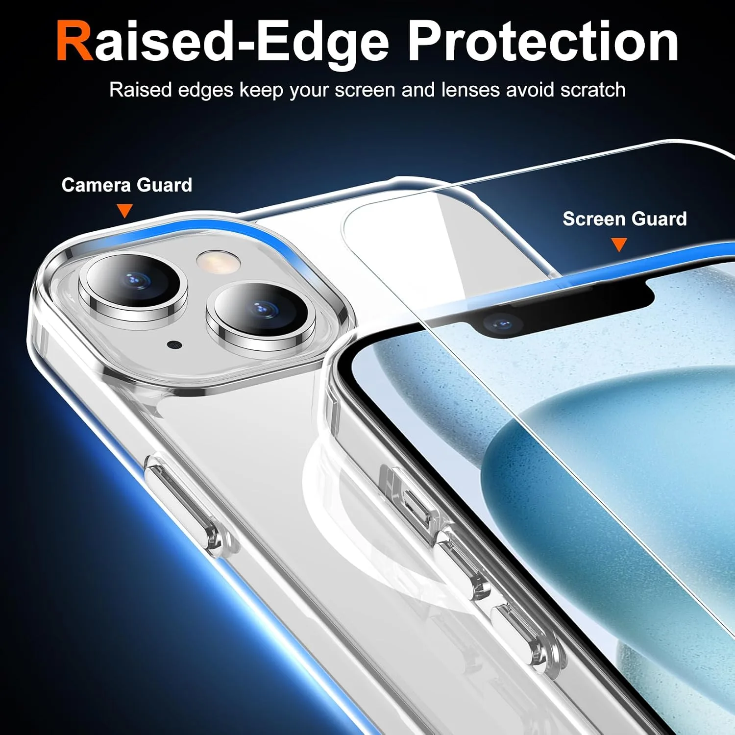 Temdan for iPhone 15/14 Plus Case with Screen Protector Clear