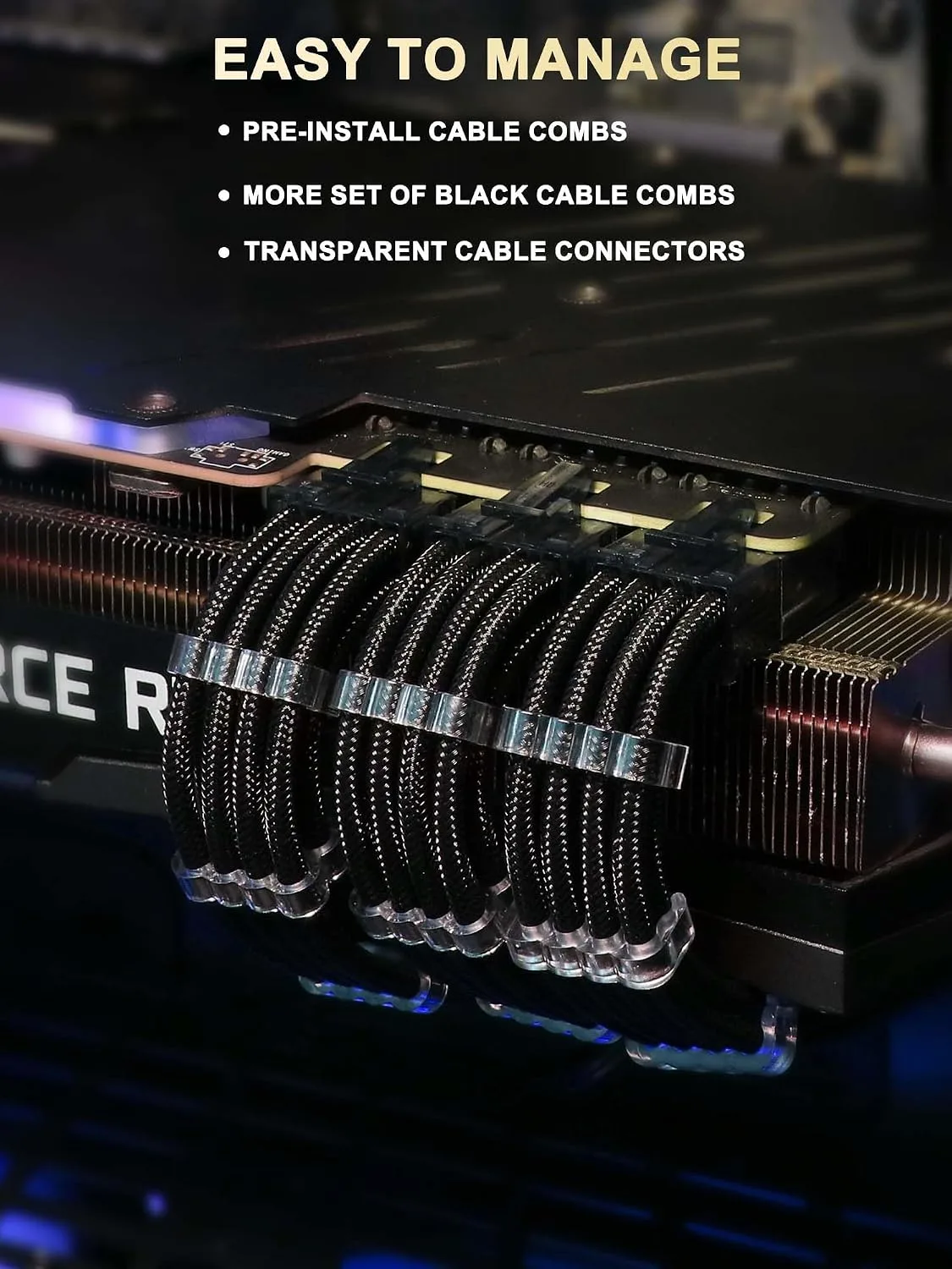 Sirlyr Transparent Connector 16AWG PSU Extension Cables Kit,Black