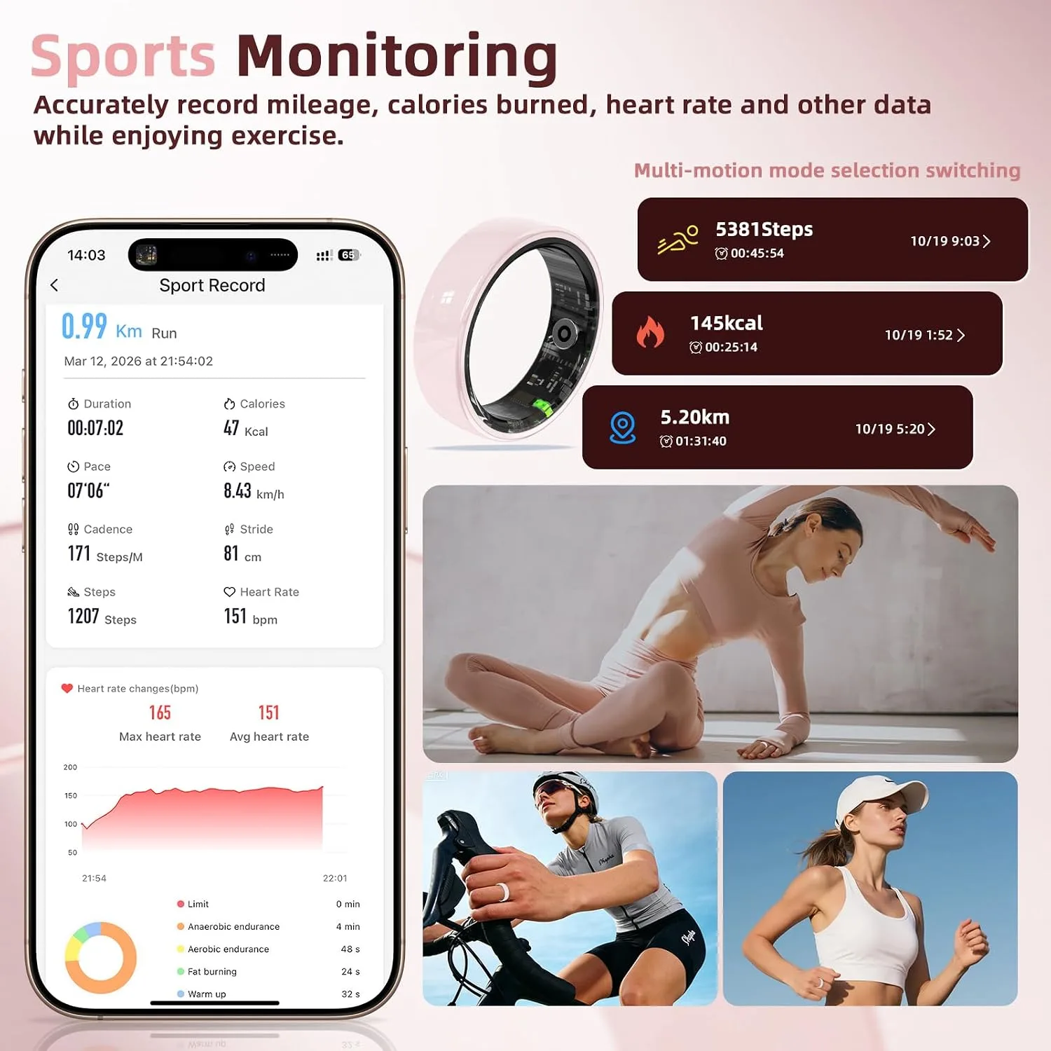 Ceramic Smart Ring for Women,fitness Tracker with Sleep Monitor