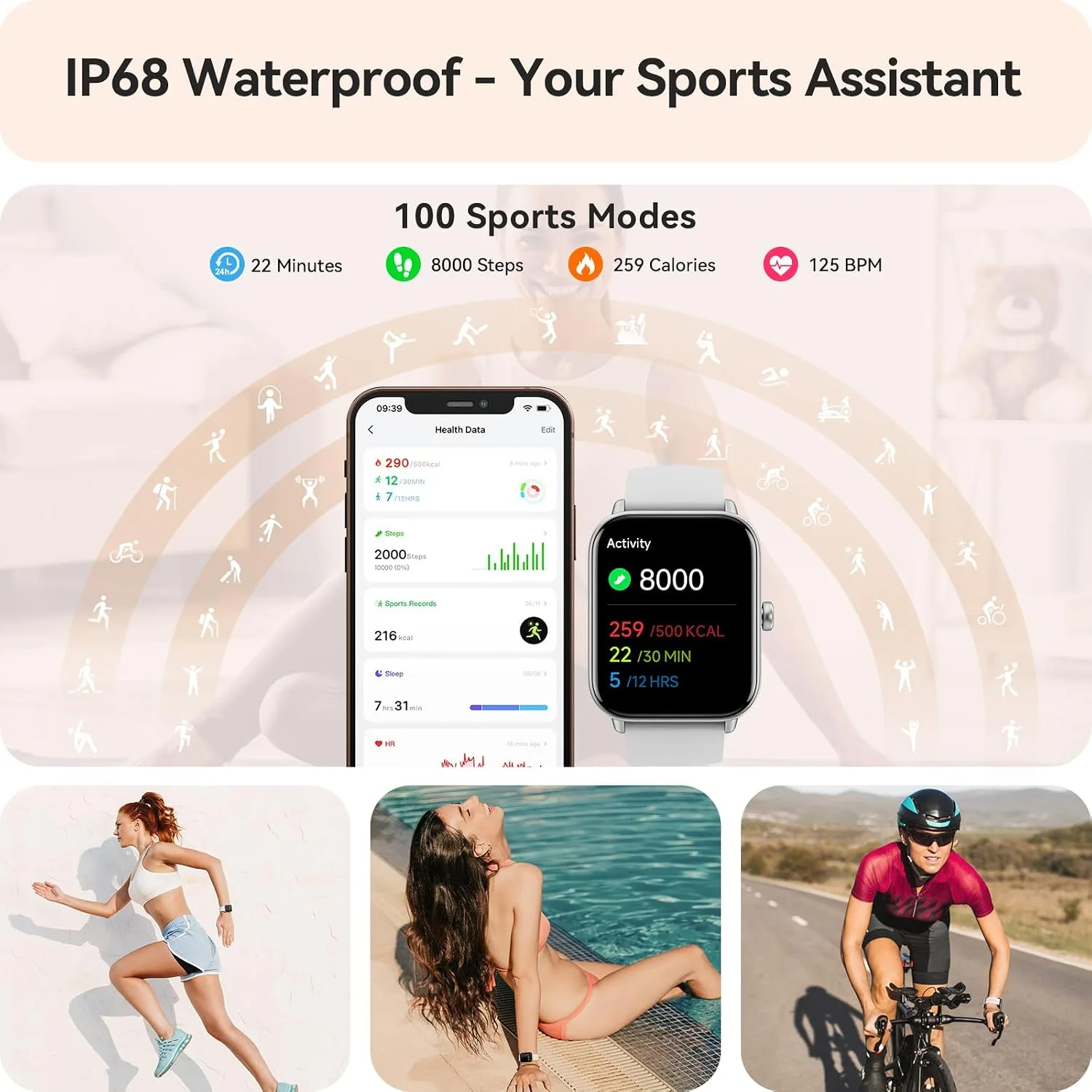 Gydom Smart Watches for Women Men [Alexa Built-in, 1.8"] Smartwatch with Heart Rate/SpO2/Sleep/Stress, 101+ Sports Modes, IP68 Waterproof, Pedometer Fitness Tracker for iOS Android Phones, White