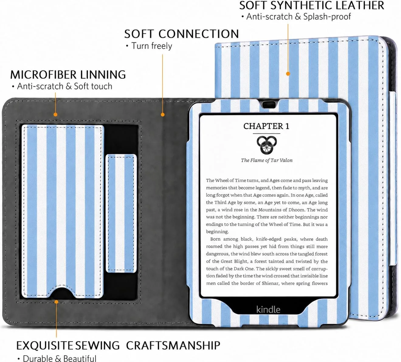 CoBak 6 Inch Case with Stand, not for iPad(A0J28), Blue Stripe