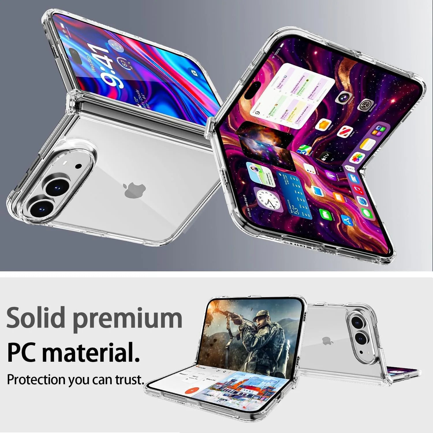 AICase for iPhone Duo Case Hinge Protection Clear Slim Fold Phone Cover