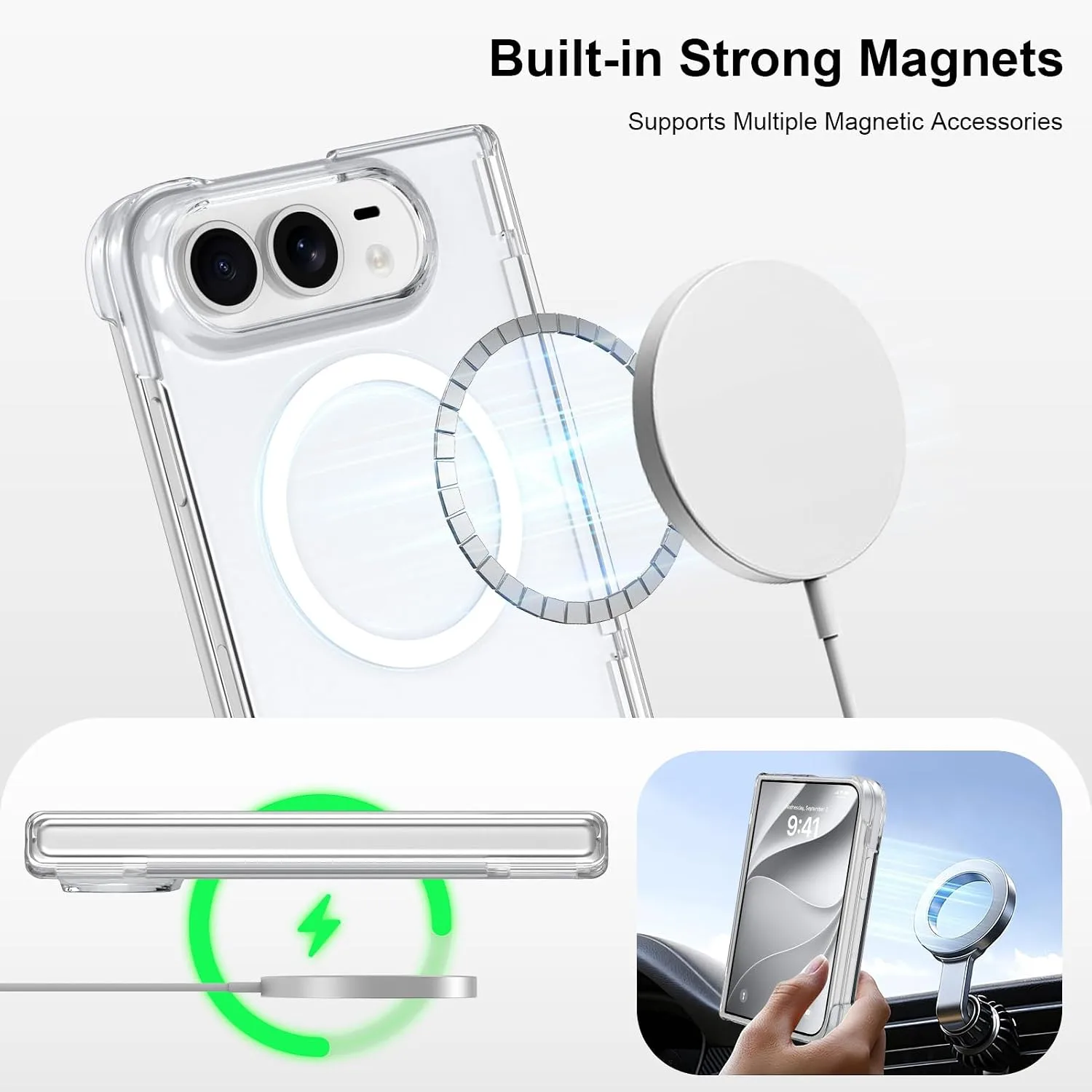 tharlet Magnetic Case Fit for iPhone Duo, Anti Yellowing, Clear