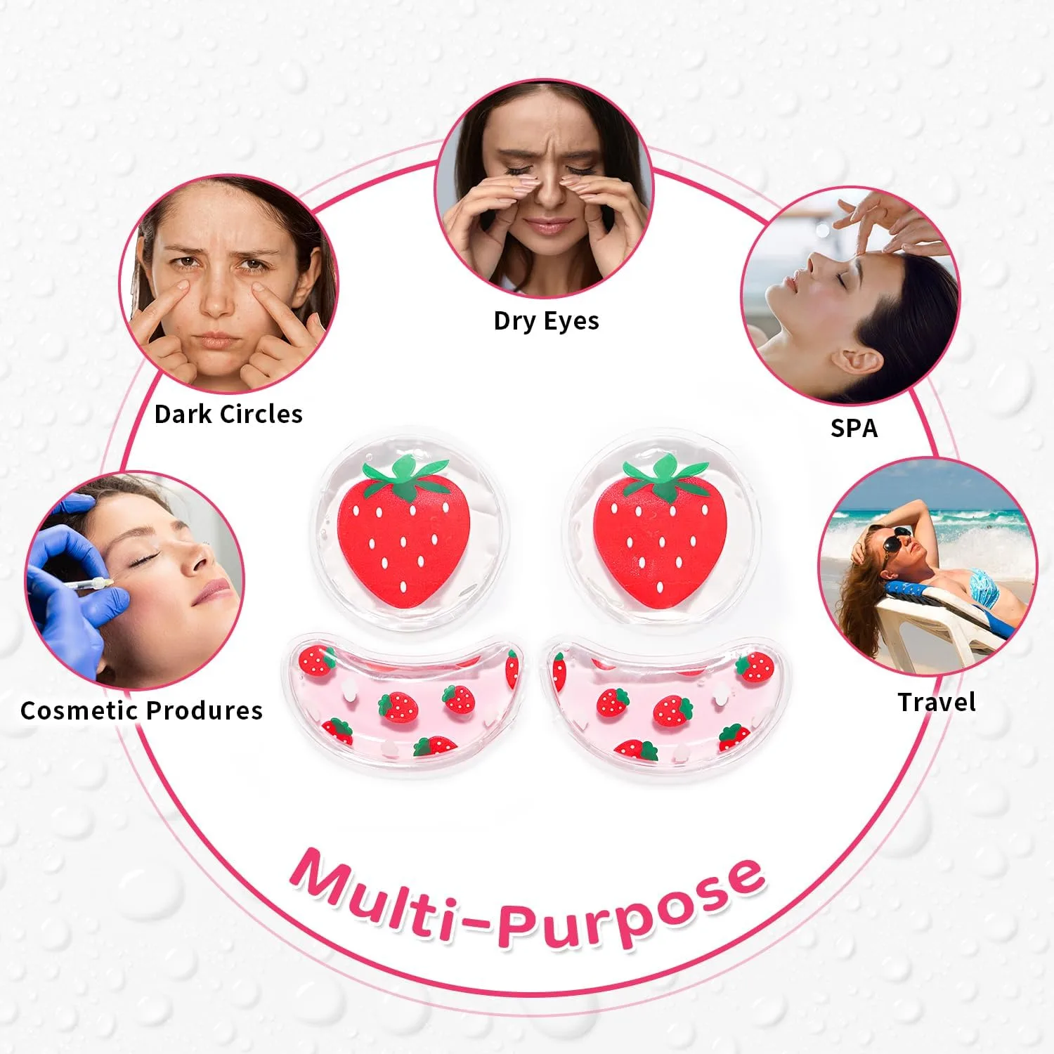 4PCS Gel Eye Ice Pack Set Reusable, Cold and Hot Compress for Eyes