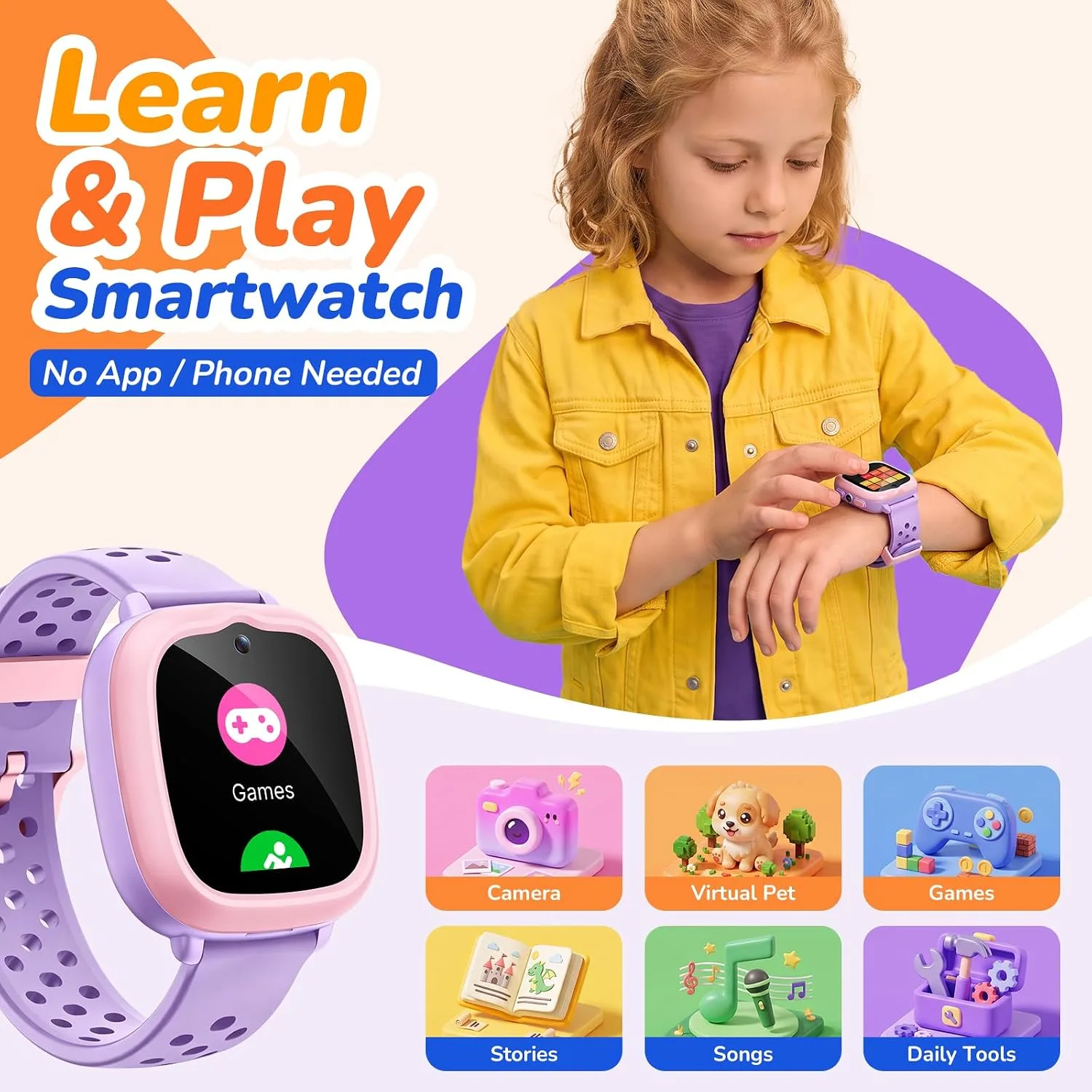 Gydom Kids Smart Watch, Birthday Gift Toy for Girls and Boys Ages 4-12