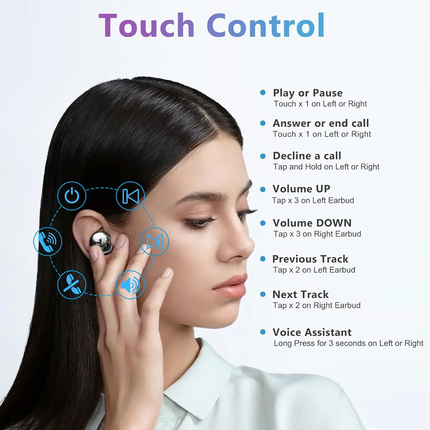 ELOVEN Wireless Earbuds Deep Bass Stereo Sound Bluetooth Earbuds 120H Black