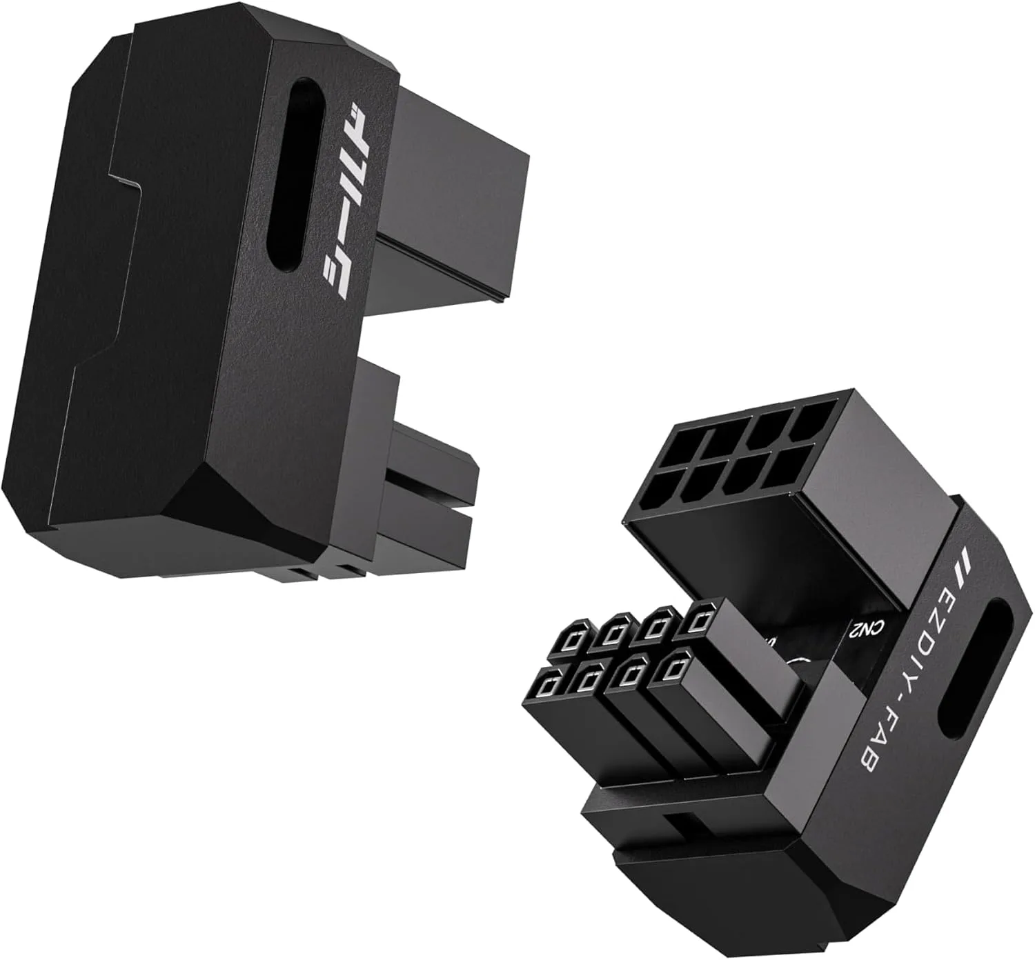 EZDIY-FAB Shield PCIe 8-Pin GPU Adapter, 180° U-Turn,STD, Black, 2 Pack