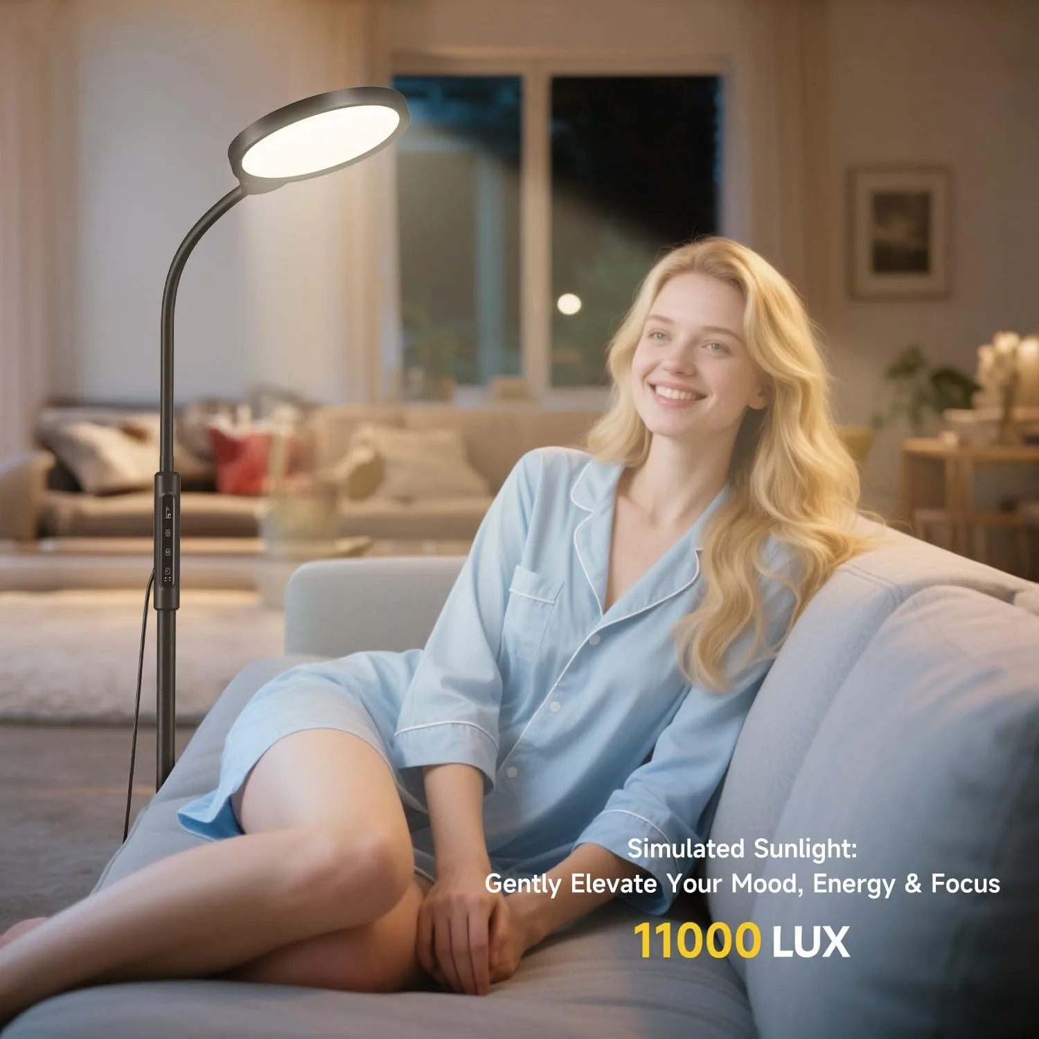 Morfone Light Therapy Lamp, 11000 Lux Sunlight Lamp with Adjustable Height