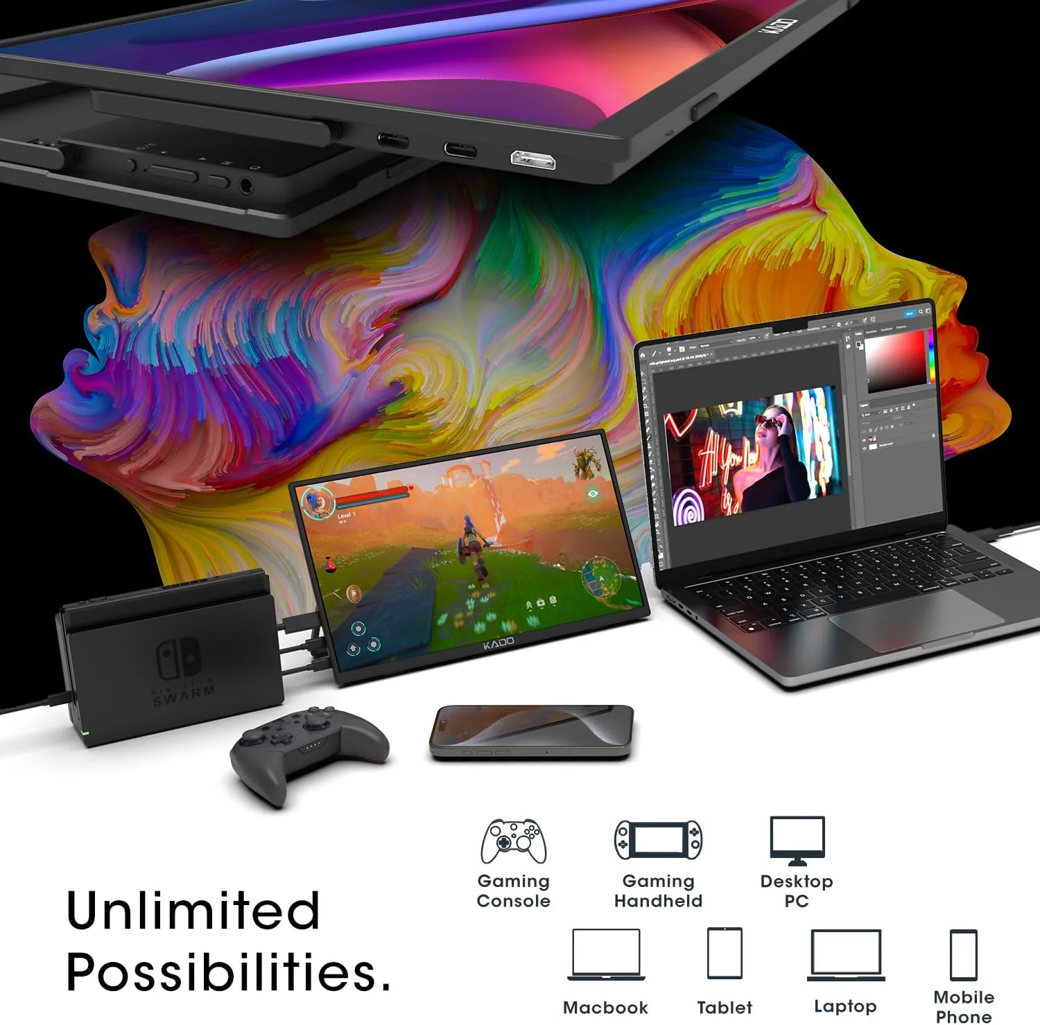Kado 15.6 Inch FHD Portable Monitor for Laptop 1080p IPS Second Display