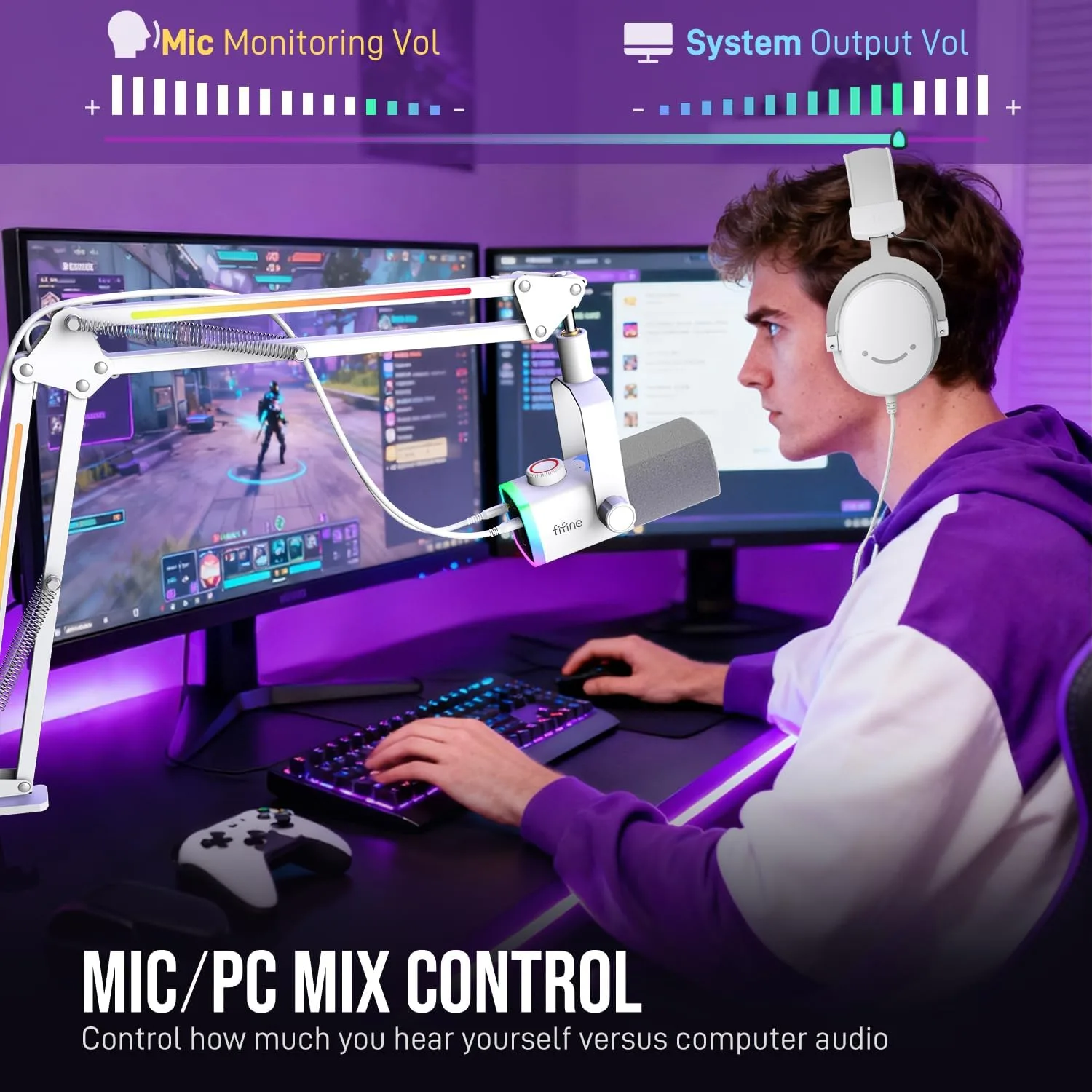 FIFINE AM8PROTW Streaming Microphone Kit for Gaming, XLR/USB Dynamic Mic