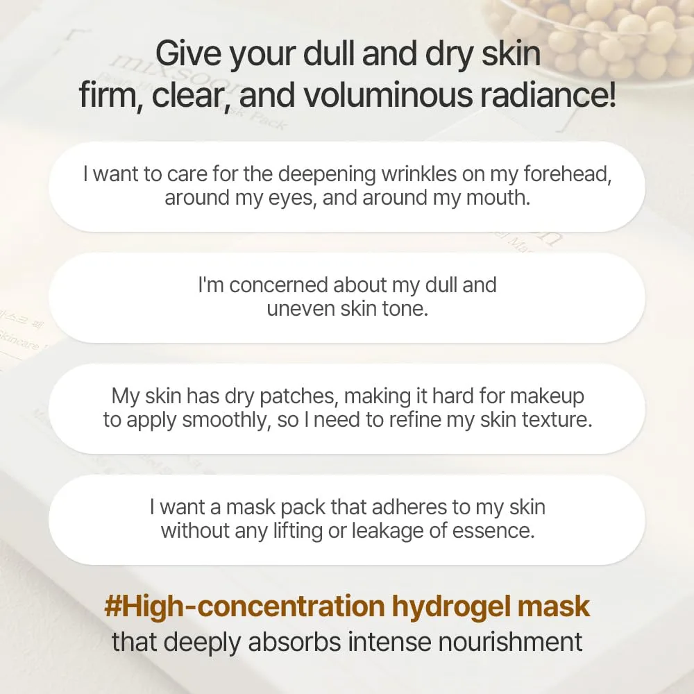 mixsoon Bean Collagen Hydrogel Mask Hydration All-In-One Firming, Soothing Gel Formula Face Mask for Radiant, Smooth Skin Stocking Stuffers 35g / 1.18 fl.oz. (5ea) Korean Glass Skin Care