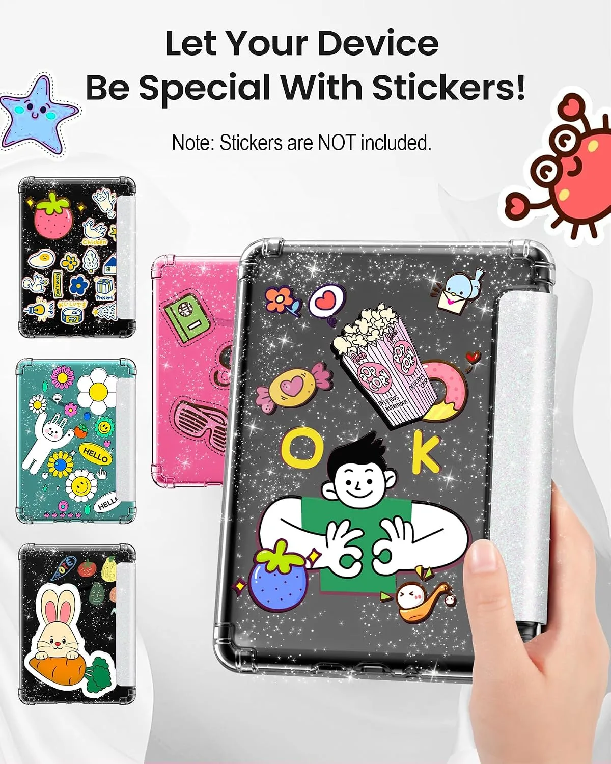 MoKo Case for 7" Kindle Paperwhite 12th Gen & Colorsoft 2024, Glitter White