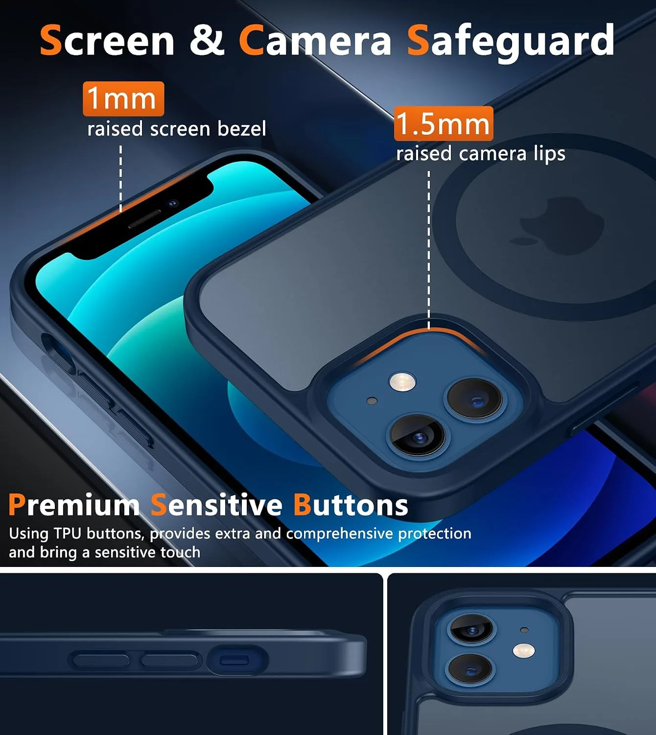 FNTCASE for iPhone 12 / iPhone 12 Pro Case Fit for MagSafe Blue