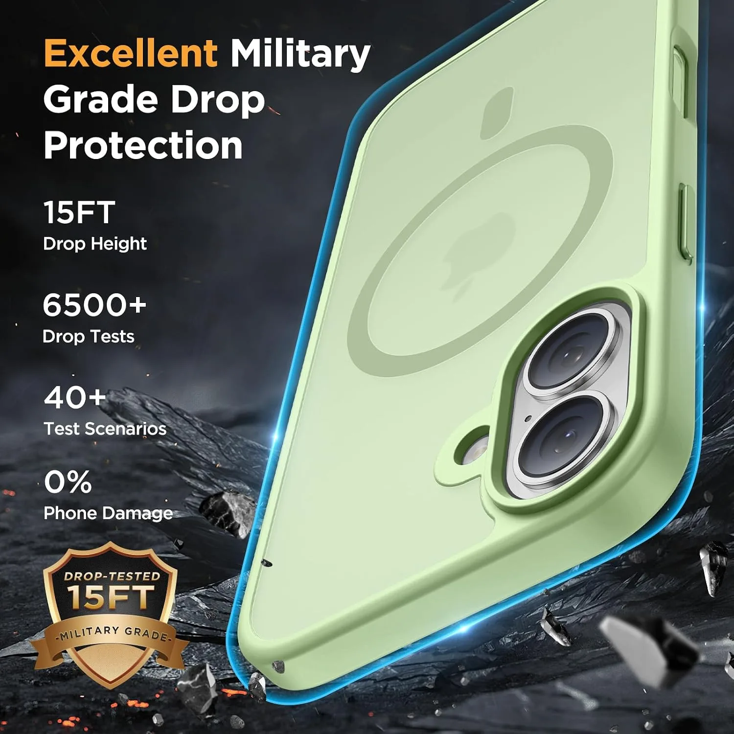 Miracase Magnetic Series for iPhone 16 Case [Compatible with MagSafe] Military-Grade Protection, Anti-Fingerprint, Slim Phone Case for iPhone 16 6.1 inch - Matcha Green