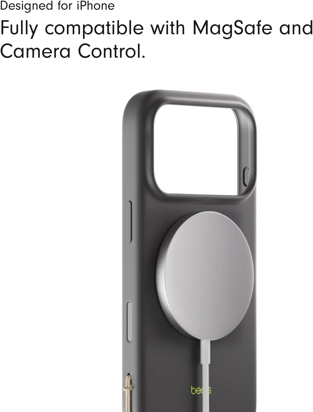Beats iPhone 17 Pro Max Kickstand Case with MagSafe & Camera Control, Built in Stand & Lanyard, Matte Finish with Microfiber Lining – Granite Gray