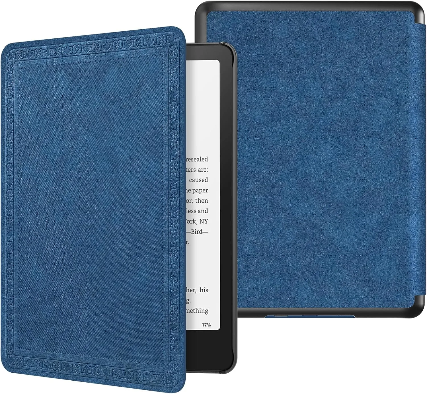 MoKo Case for 7" Kindle Paperwhite 12th Gen 2024/Colorsoft,Blue Retro Twill
