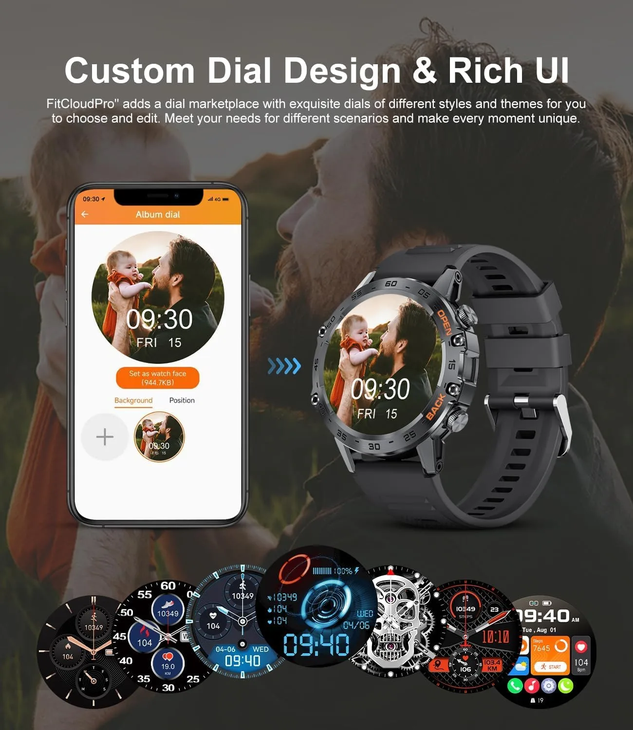 SUNKTA Military Smart Watches for Men(Answer/Calls),1.39 inch Touchscreen/5ATM Waterproof/120+ Sports Modes Fitness Watch with Heart Rate for Android/iOS Black