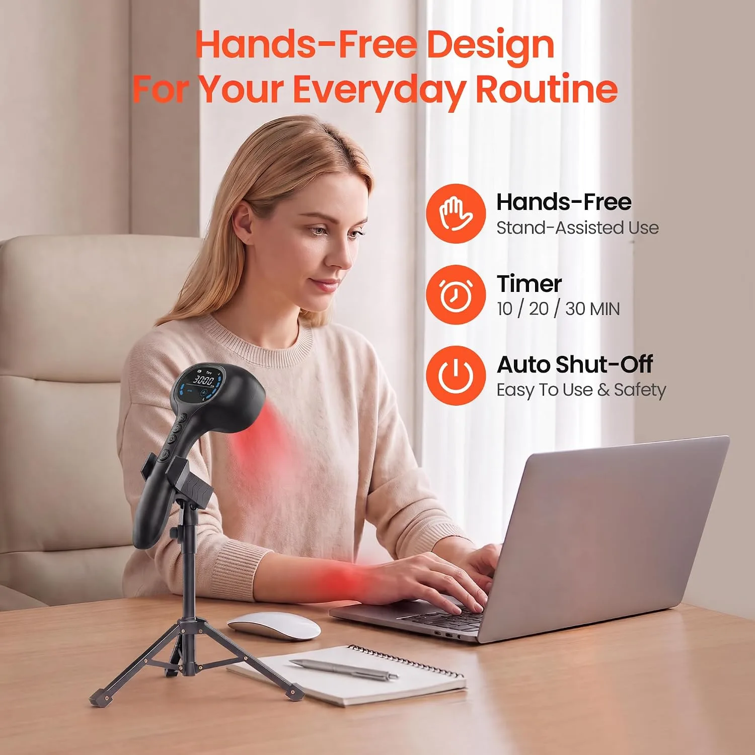 Red Light Therapy for Dogs, 38 LEDs 660nm & 808nm Near Infrared Light Therapy for Body, 4 Intensities, 3 Modes, Cordless Handheld Red Light Therapy Wand with Stand & Timer