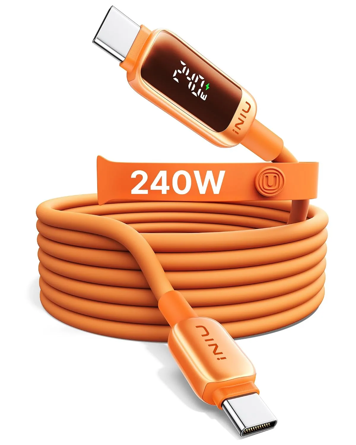 INIU 240W USB C Cable, [2m] LED Display Silicone Type C Fast Charging Cord