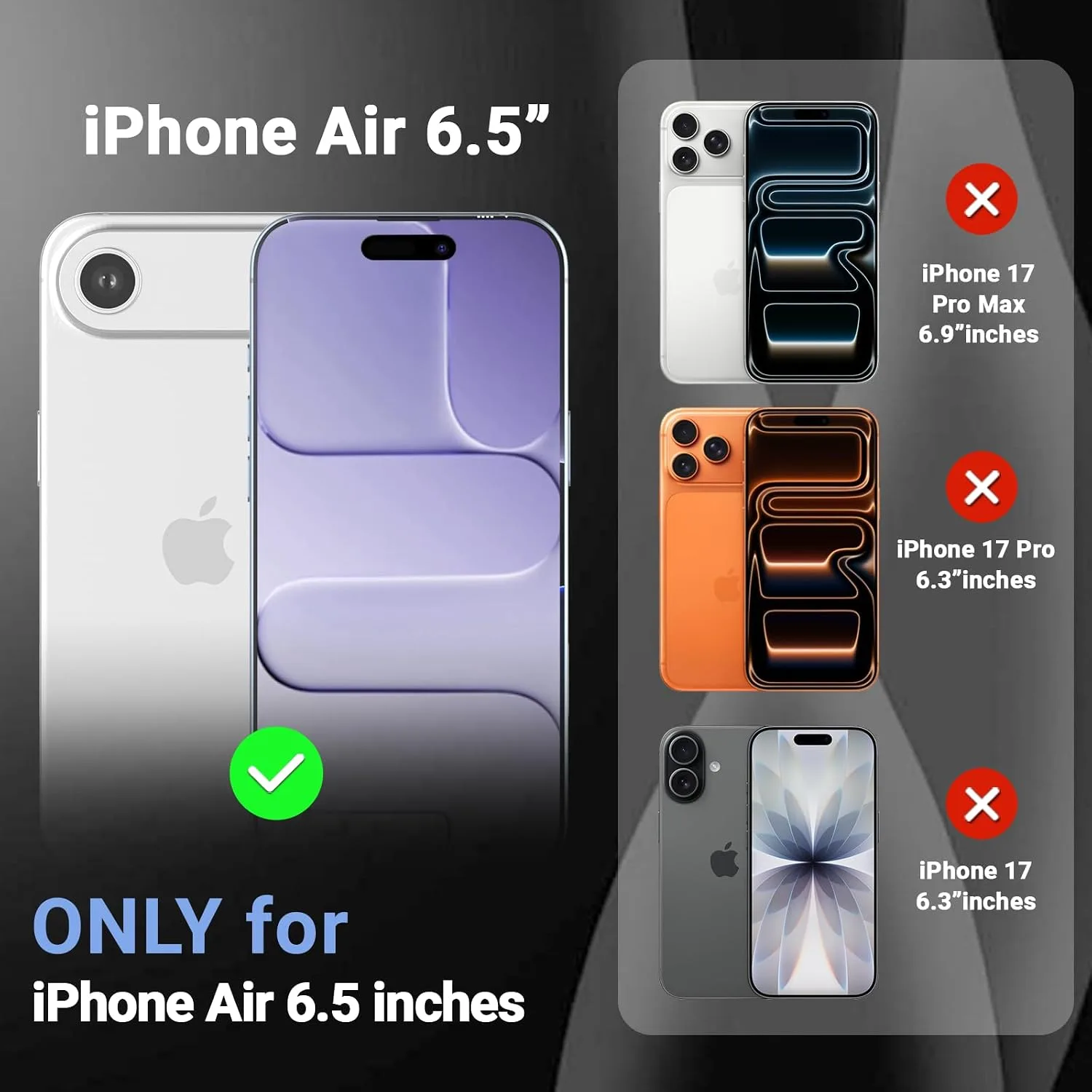 Temdan for iPhone AIR Case with Screen Protector Clear Purple
