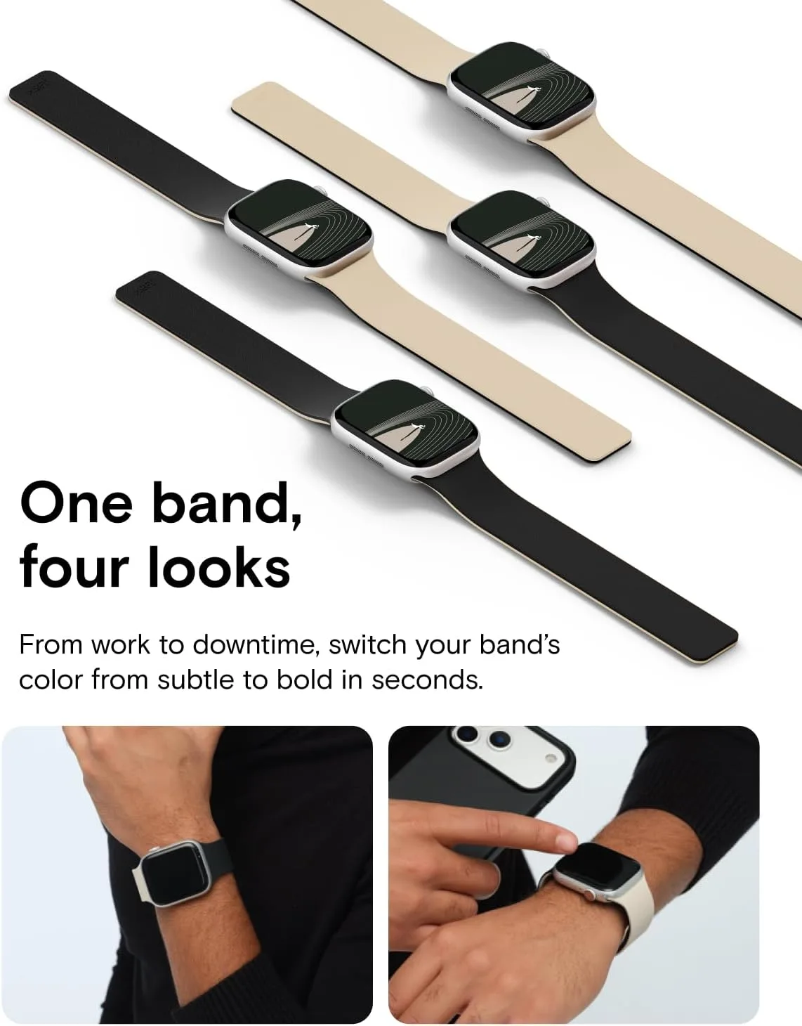 MOFT Snap Duo Watch Bands, Duo-Color Watch Band for Women &Men Daily Wear