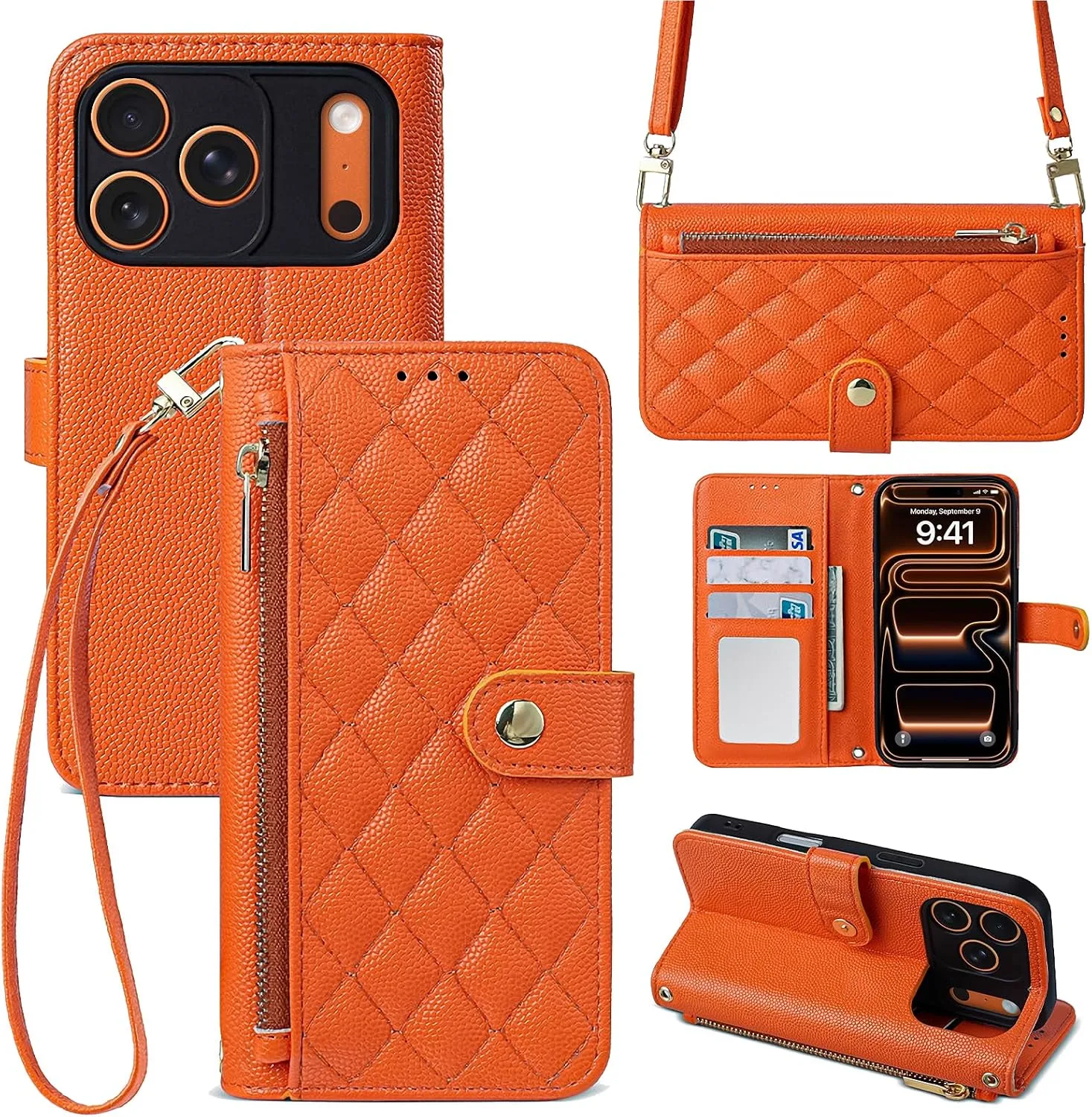 Funda billetera para iPhone 17 Pro Max Aidvaia Naranja