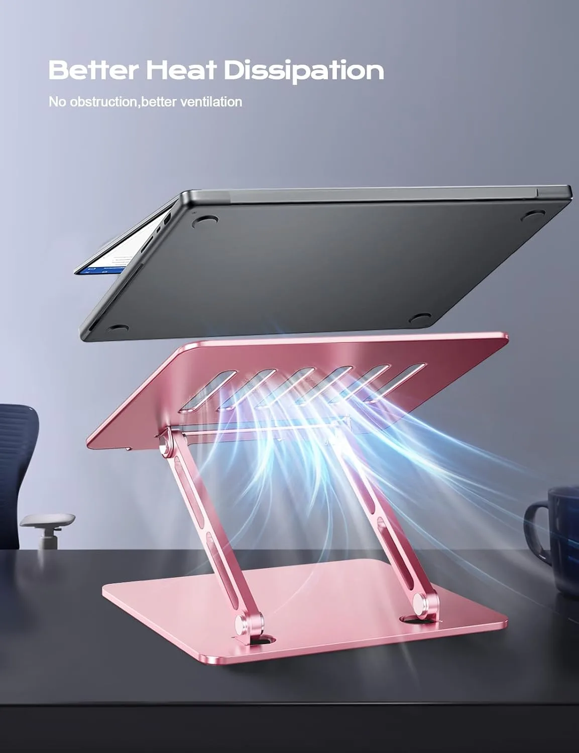 LOXP Aluminum Laptop Stand, Laptop Stand for Desk Ergonomic -Pink
