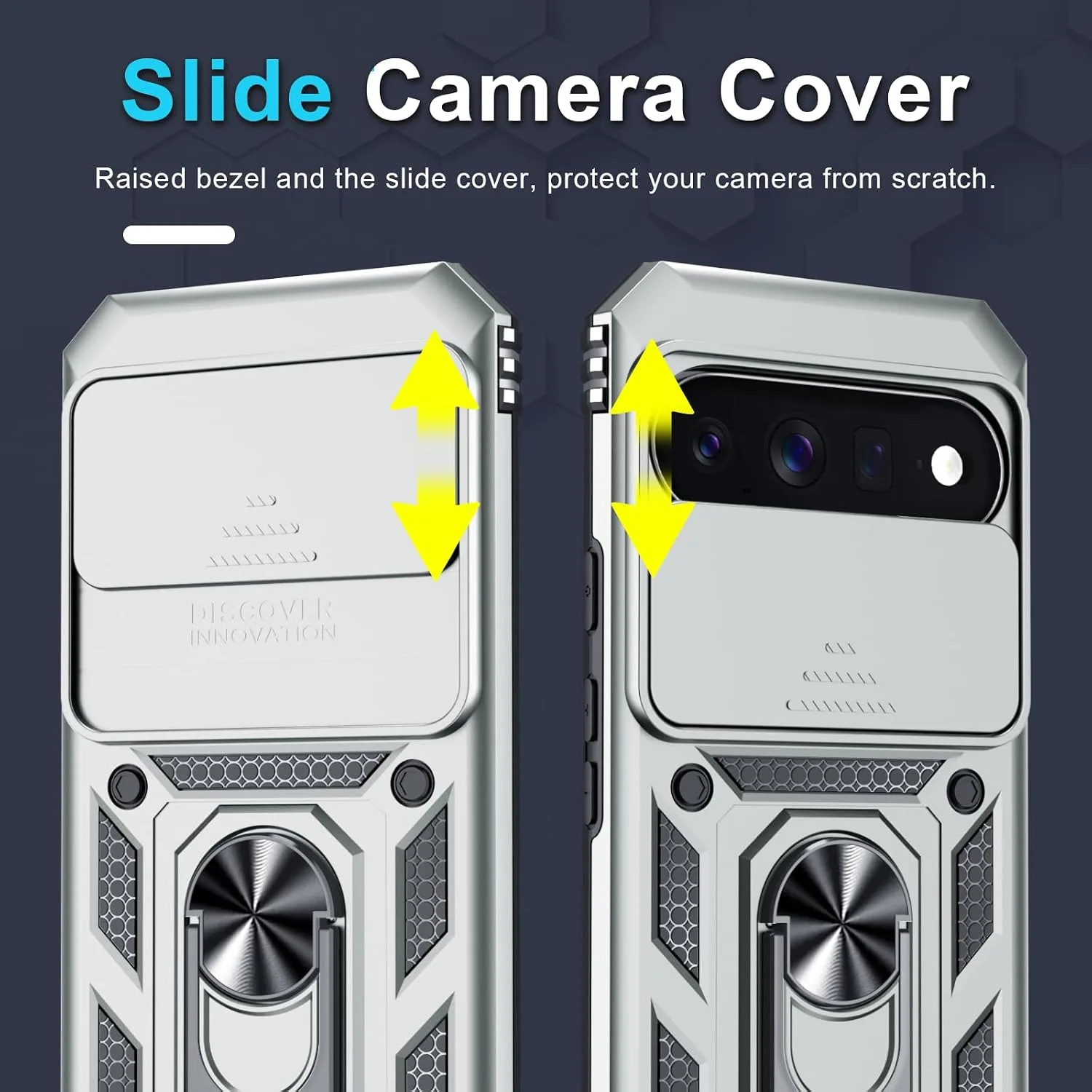 for Google Pixel 11/11 Pro Case Built in Slide Camera Cover,Silver