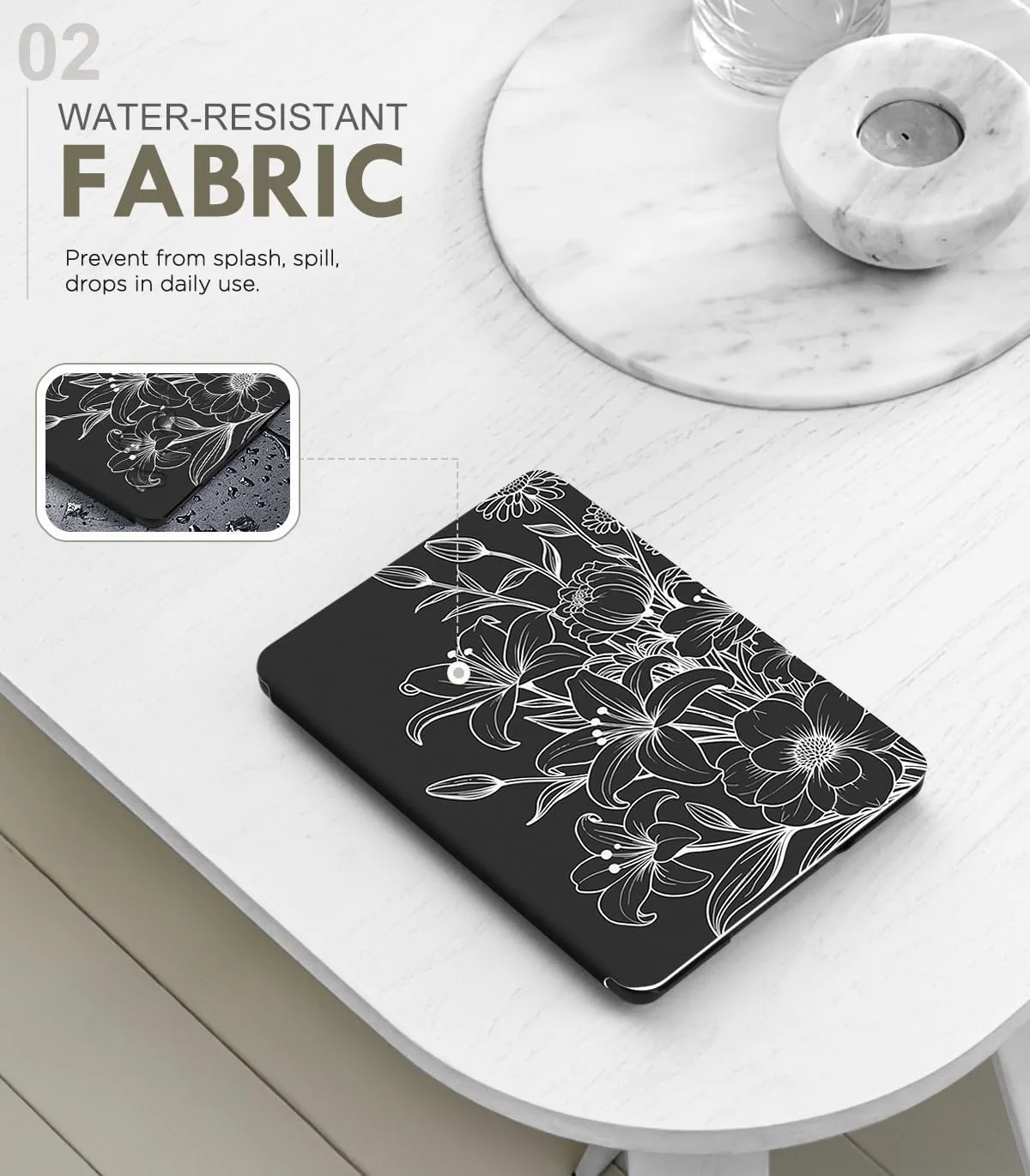 MoKo Case for 7" Kindle Paperwhite 12th Gen 2024/Colorsoft, Line Flower