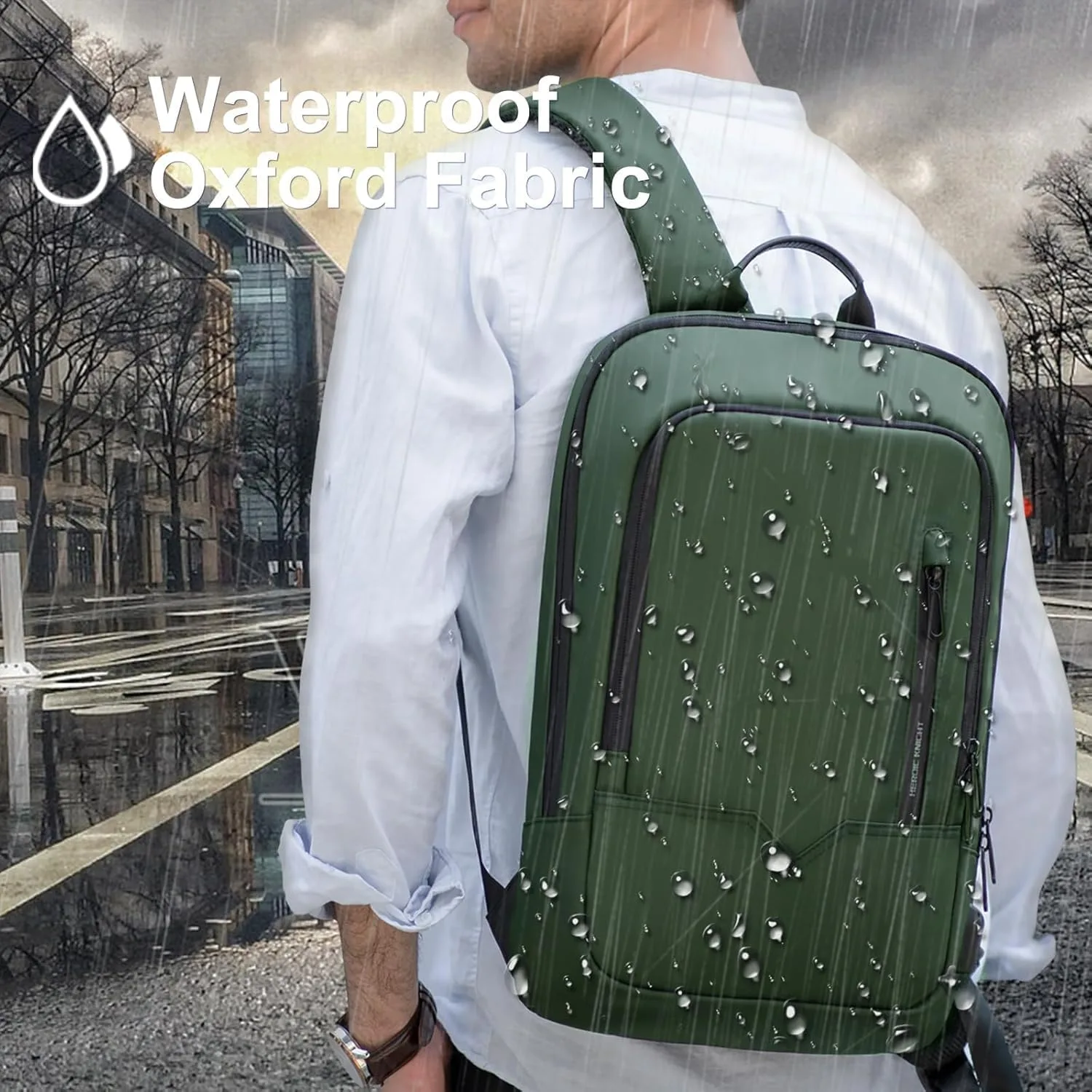 hk Backpack for Men, Business Slim Computer Bag for 17.3 Inch Laptop