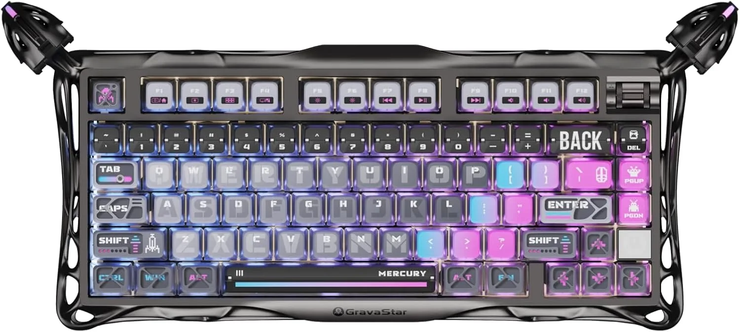 Teclado Gamer Gravastar Mercury K1 Pro 75% Mecánico Inalámbrico Hot-Swap