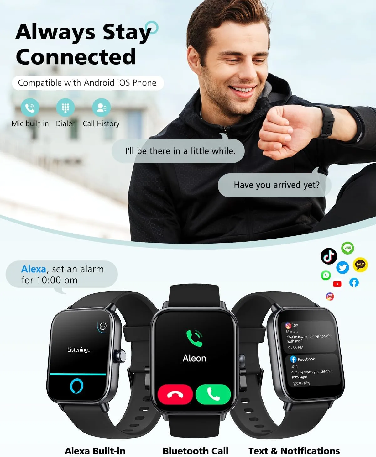 Smart Watches for Women Men, Alexa Smart Watch for Android Phones/iPhones