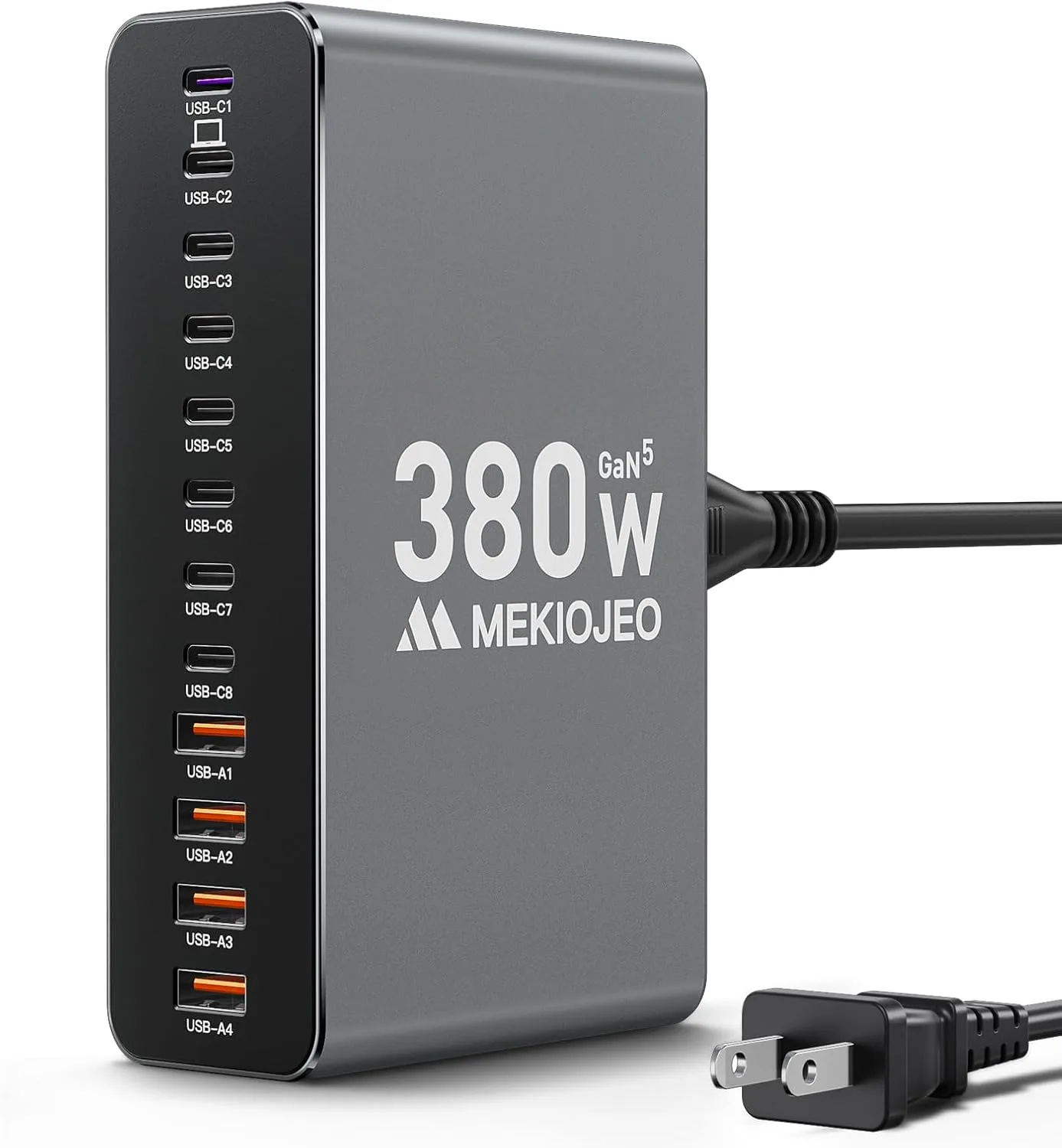 12 Ports Aluminum Alloy MEKIOJEO 380W Charging Station USB C Charger Block