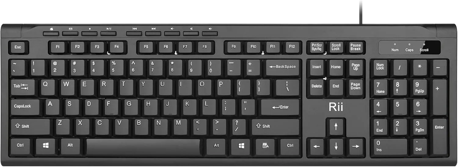 Rii RK907 Ultra-Slim Compact USB Wired Keyboard for MAC and PC-Black(1PCS)
