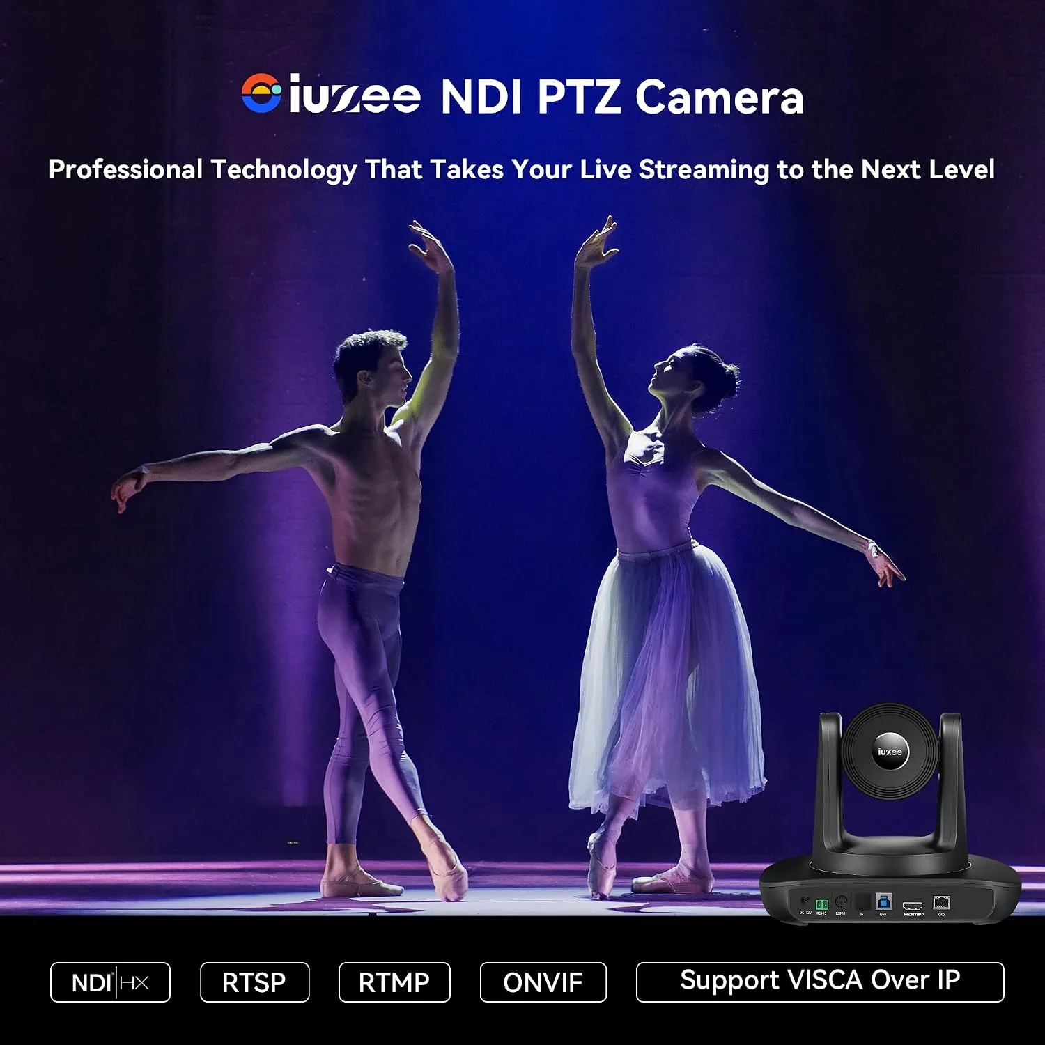 4K NDI PTZ Camera AI-Auto Tracking, 20X Optical Zoom, USB3.0/HDMI/LAN PoE, IP Live Streaming, Conference Room Camera for Church Services Education Conference Events, Work with YouTube OBS