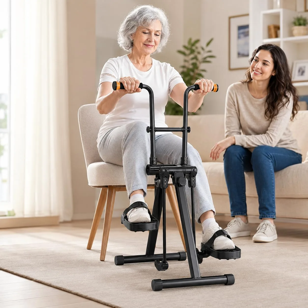 Pedal Exerciser Bike for Seniors, Seated Arm and Leg Exercise Machine with LCD Display, Upper and Lower Limb Trainer for Home Sitting Workout