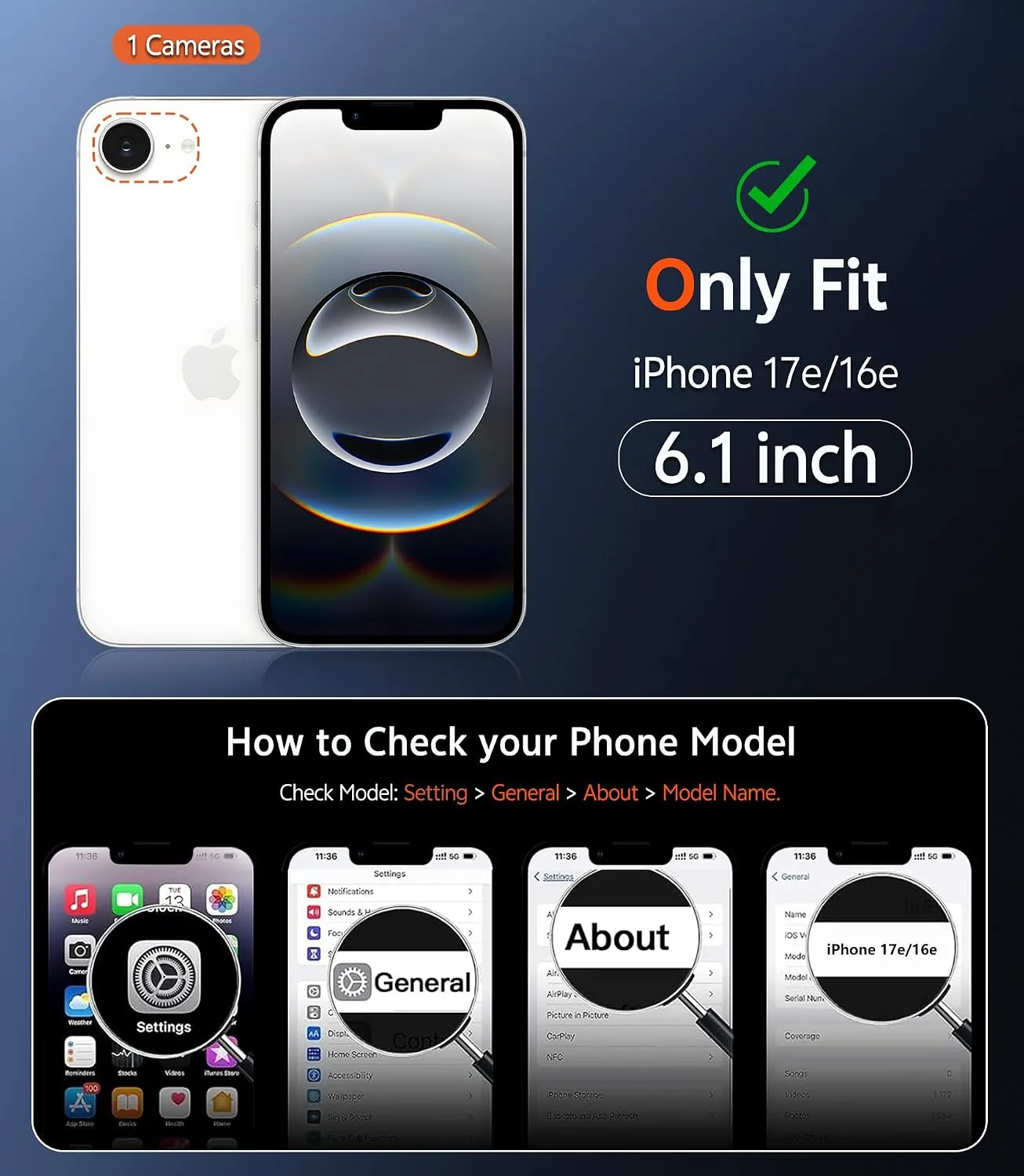 FNTCASE for iPhone 17e / iPhone 16e Case, MagSafe Compatible, Clear