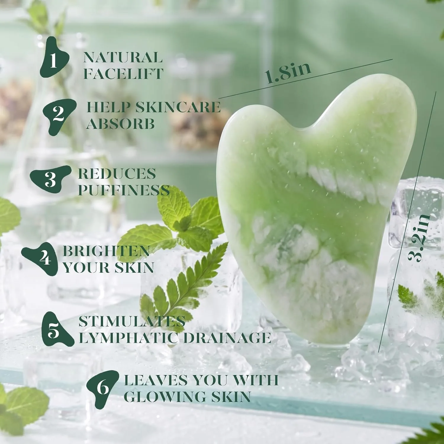 BAIMEI IcyMe Jade Roller & Gua Sha Facial Tool Set for Face Depuffing