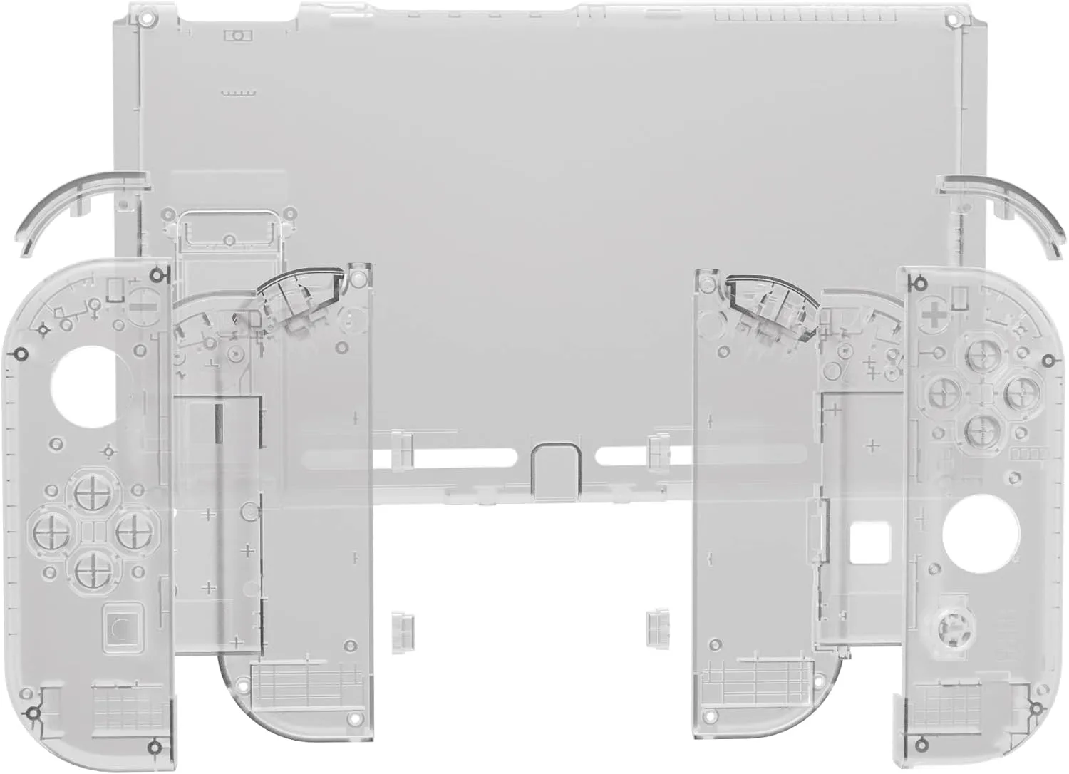 eXtremeRate DIY Replacement Shell Buttons for Nintendo Switch, Back Plate for Switch Console, Housing with Full Set Buttons for Joycon Handheld Controller - Clear Black [No Electronics Parts]