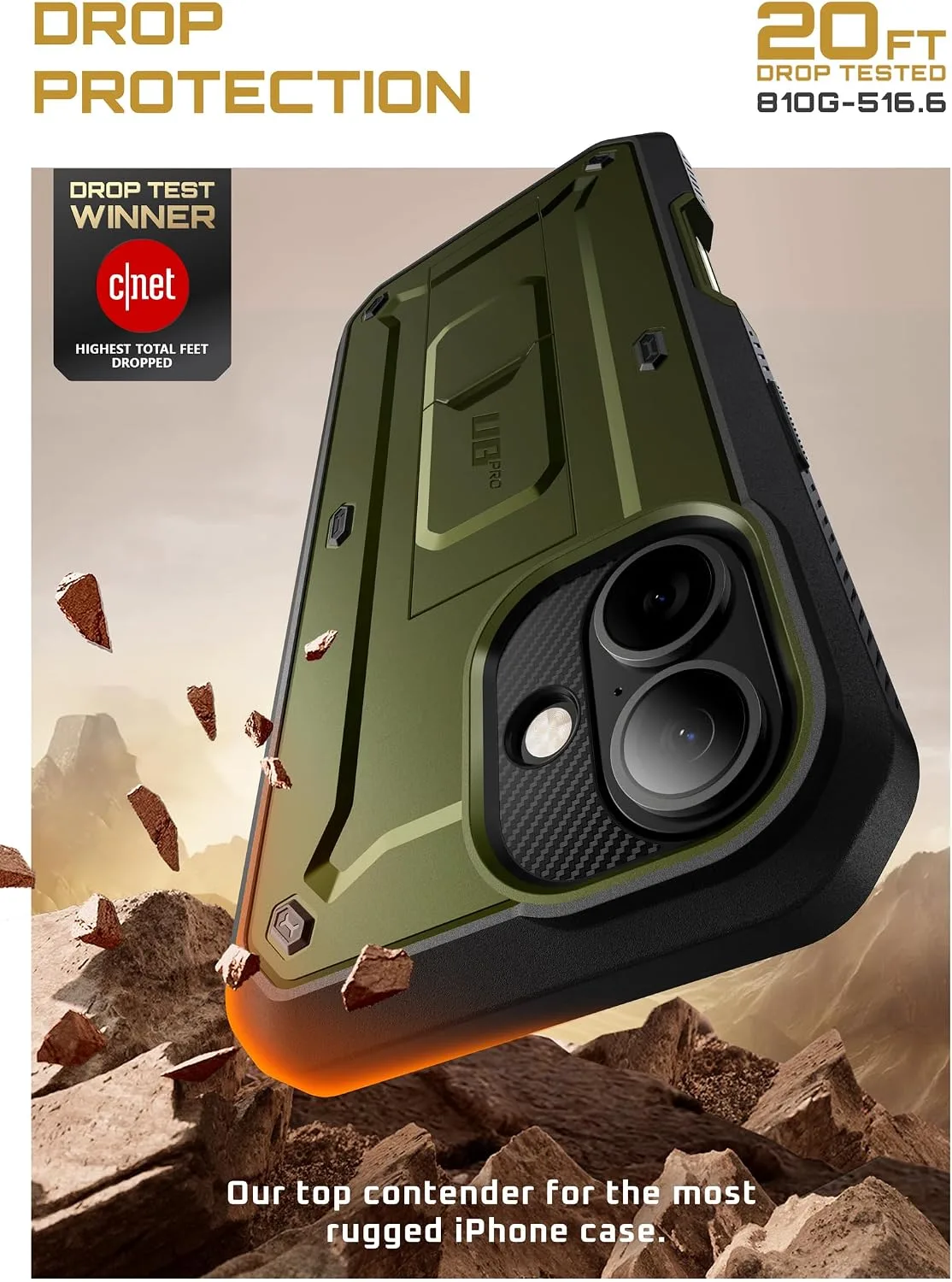 SUPCASE for iPhone 17 Case with Kickstand & Screen Protector, Green