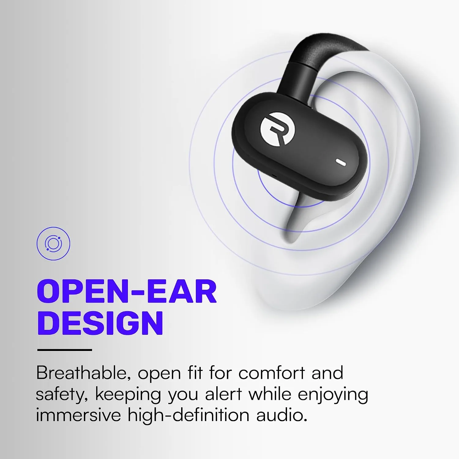 Raycon Fitness Open Ear Earbuds – Open Ear Headphones, Earbuds Wireless Bluetooth, Running Headphones, Sweat & Water-Resistant Earphones, 40 Hours Battery Life (Black)