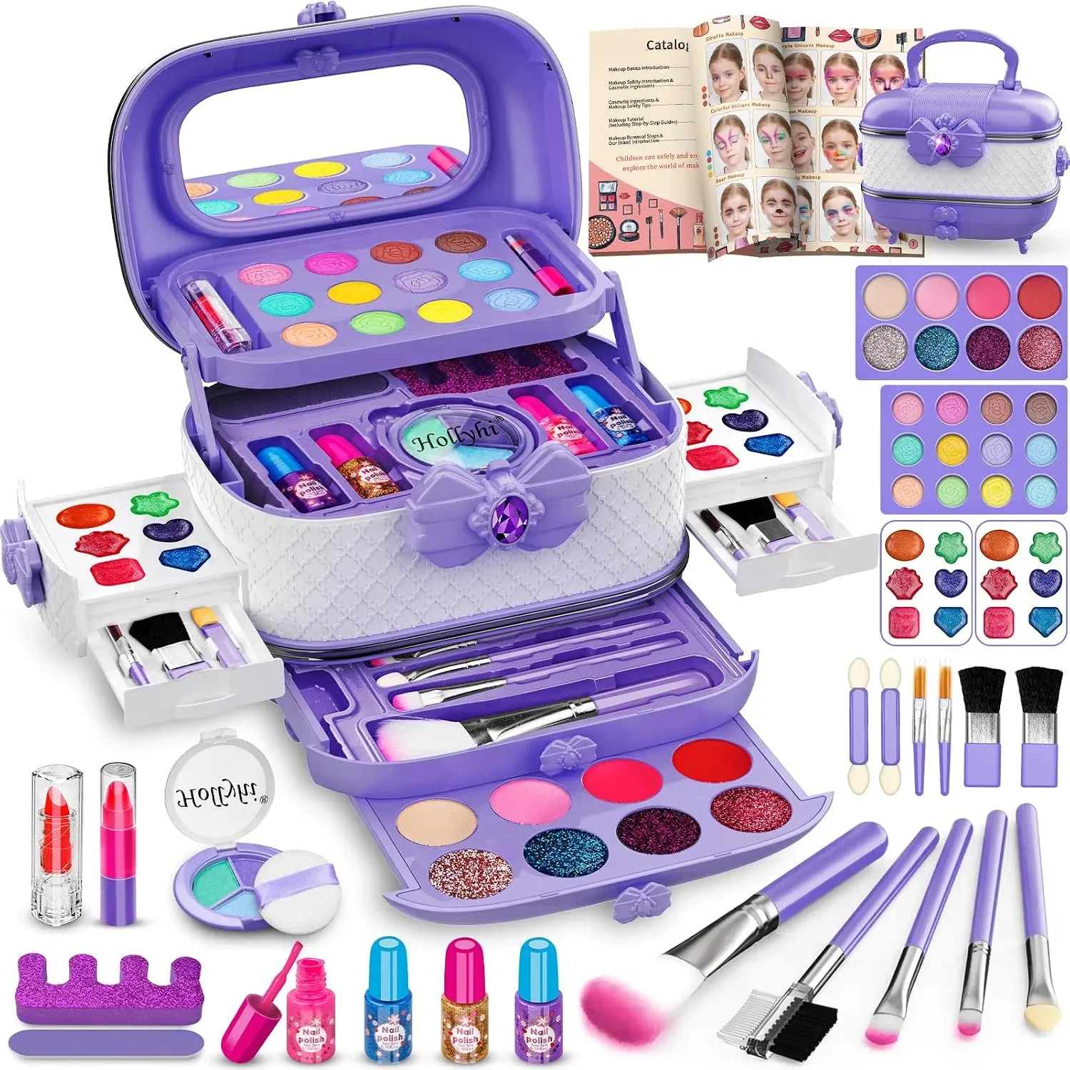Kit de maquillaje Hollyhi 58 piezas para niñas con estuche y espejo